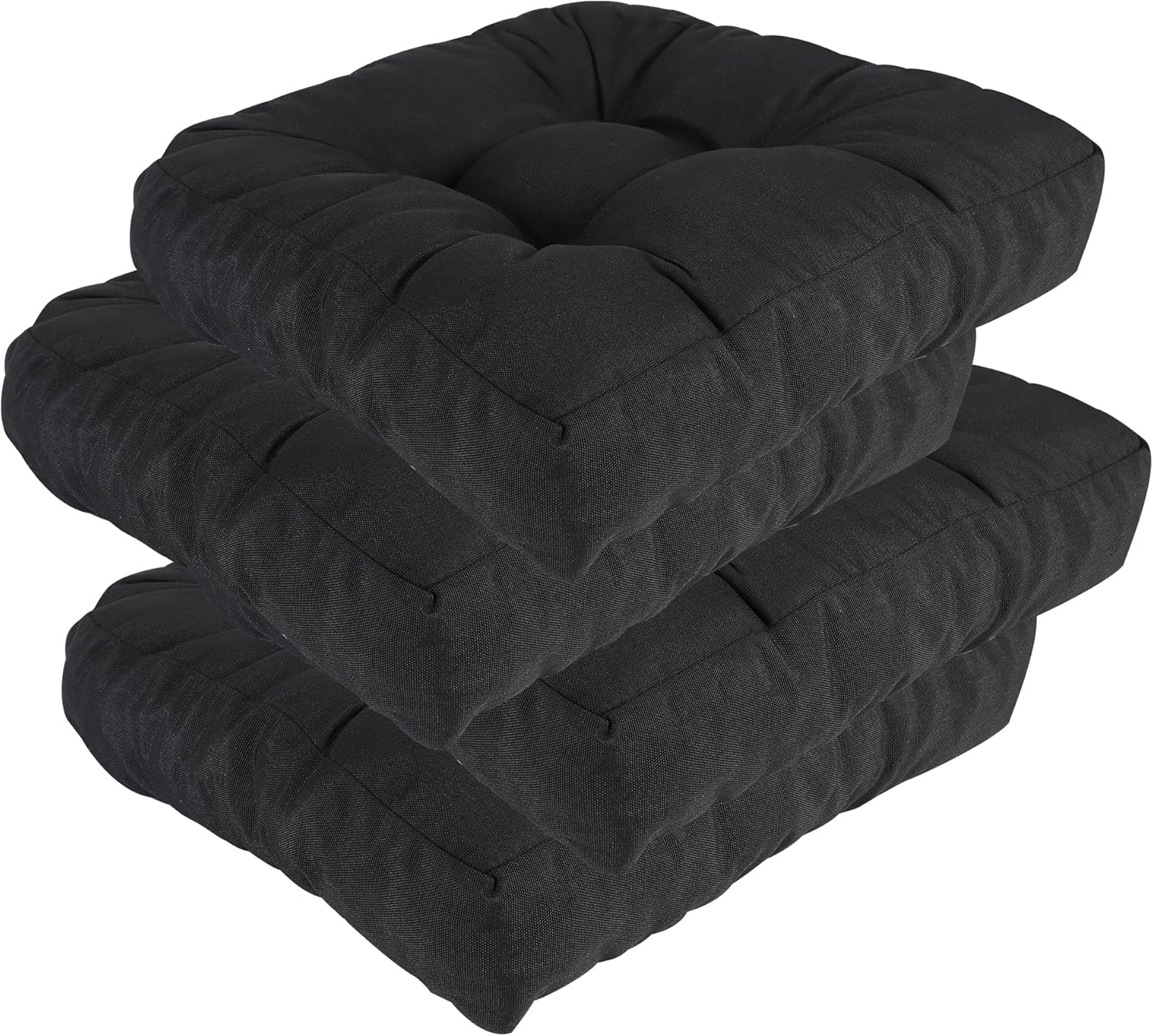 RACE LEAF Patio Chair Cushions 19x19 Inch 4 Pack, Memory Foam Outdoor Cushions Water Resistant Non-Slip Tufted for Garden Chair (Black) Black 19x19 Inch (Pack of 4)