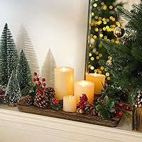 Vista 9 de Romadedi Bandeja decorativa de madera para velas, bandeja larga y estrecha de madera, decoración del hogar, centros de mesa rústicos, bandejas