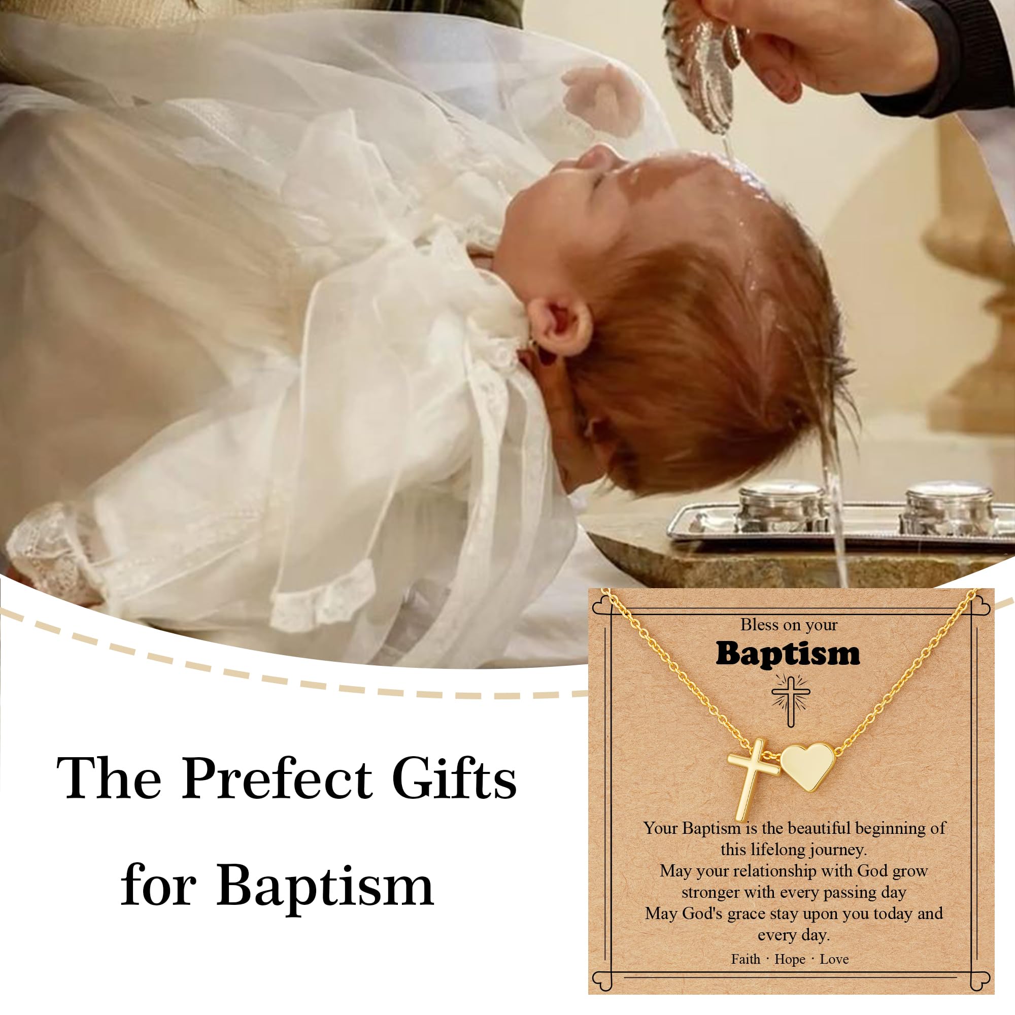 WEDDINEN First Communion Confirmation Baptism Jewelry Gifts for Teens Girls Kids,Cross Heart Necklace for Women Girls Christian Religious Stuffers Jewelry Gifts for Kids