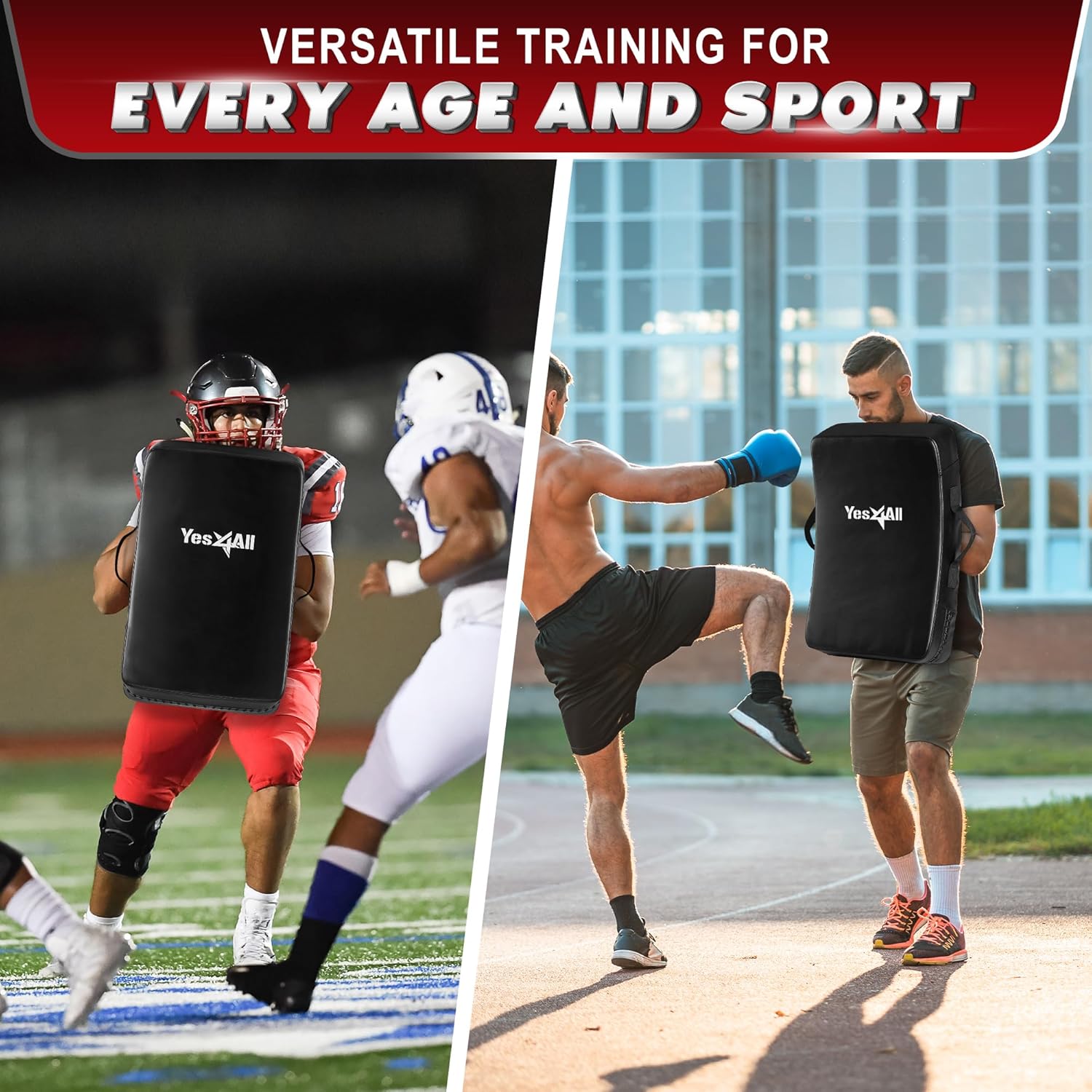 Yes4All Blocking Pad, Solid Rivets & Durable Leather Shield Pads, American Football. Basketball Training Equipment, Football Blocking Pads - Ideal for Martial Arts, Contact Drills, Sparring, Karate