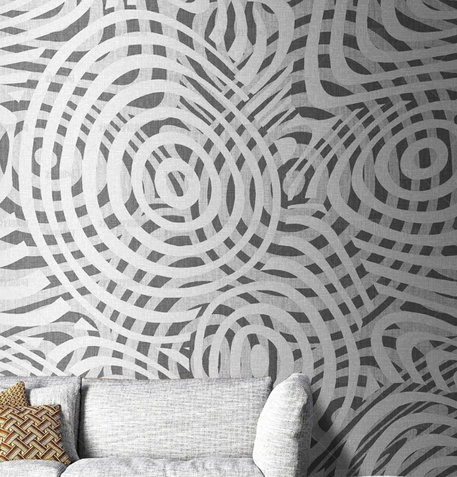Papier peint autocollant géométrique gris 45x600cm pour meuble