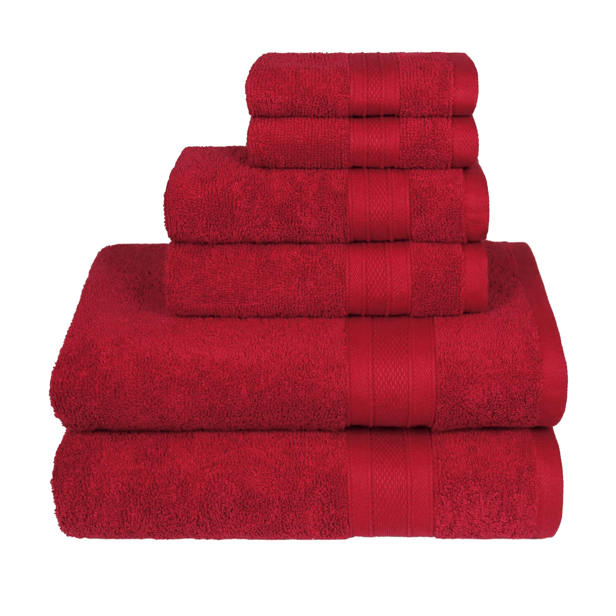 Trident Soft Comfort Air Rich Towels for Bath, 100% Cotton Towel, Super Soft, Highly Absorbent, 6 Pieces Towel Set, 500 GSM - Crimson Red