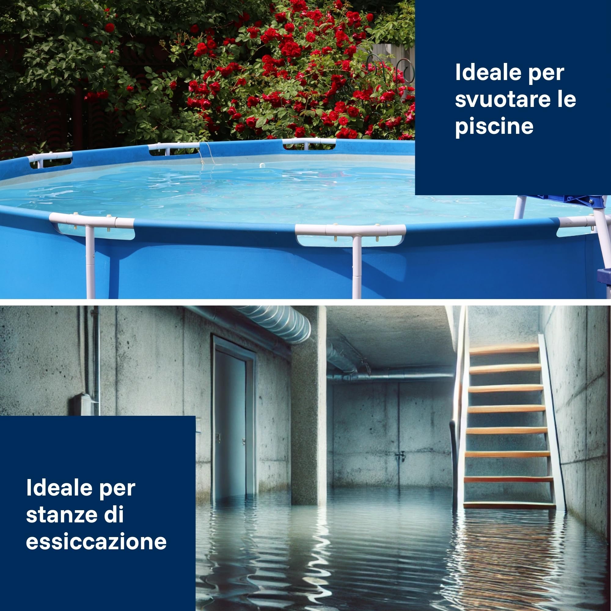 T.I.P. 30440 FlatOne 6000 INOX Pompa di dreggio e per piscine, aspirazione fino a 1 mm, portata fino a 6000 l/h, 22,5 x 16,5 x 27 cm
