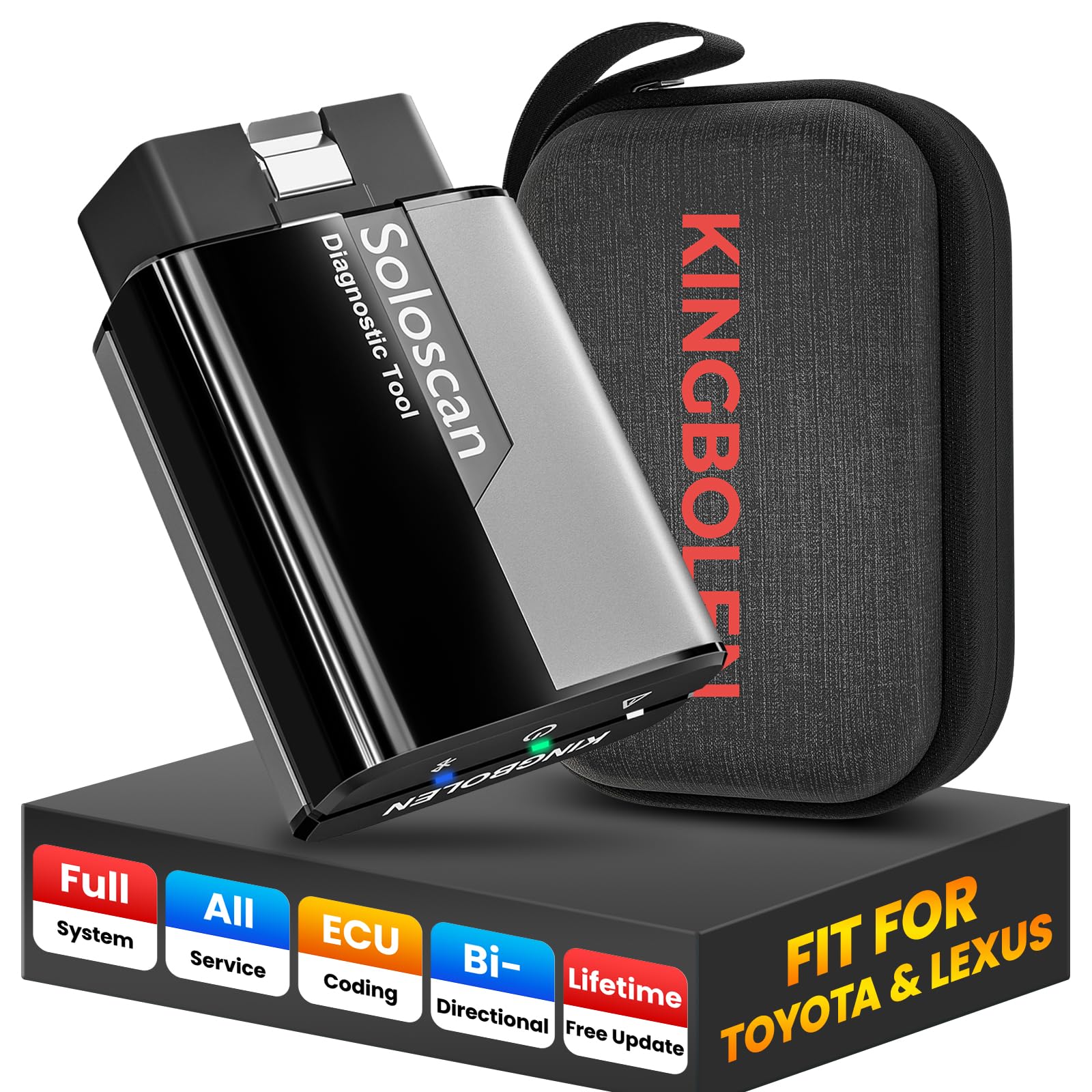 KINGBOLEN Soloscan OBD2 Diagnosegerät für Toyota/für Lexus, Alles System Kfz Diagnosegerät Mit 50+ Reset-Funktion,Bi-direktionale,Aktiver Test,ECU-Codierung, Lebenslanges kostenloses Update
