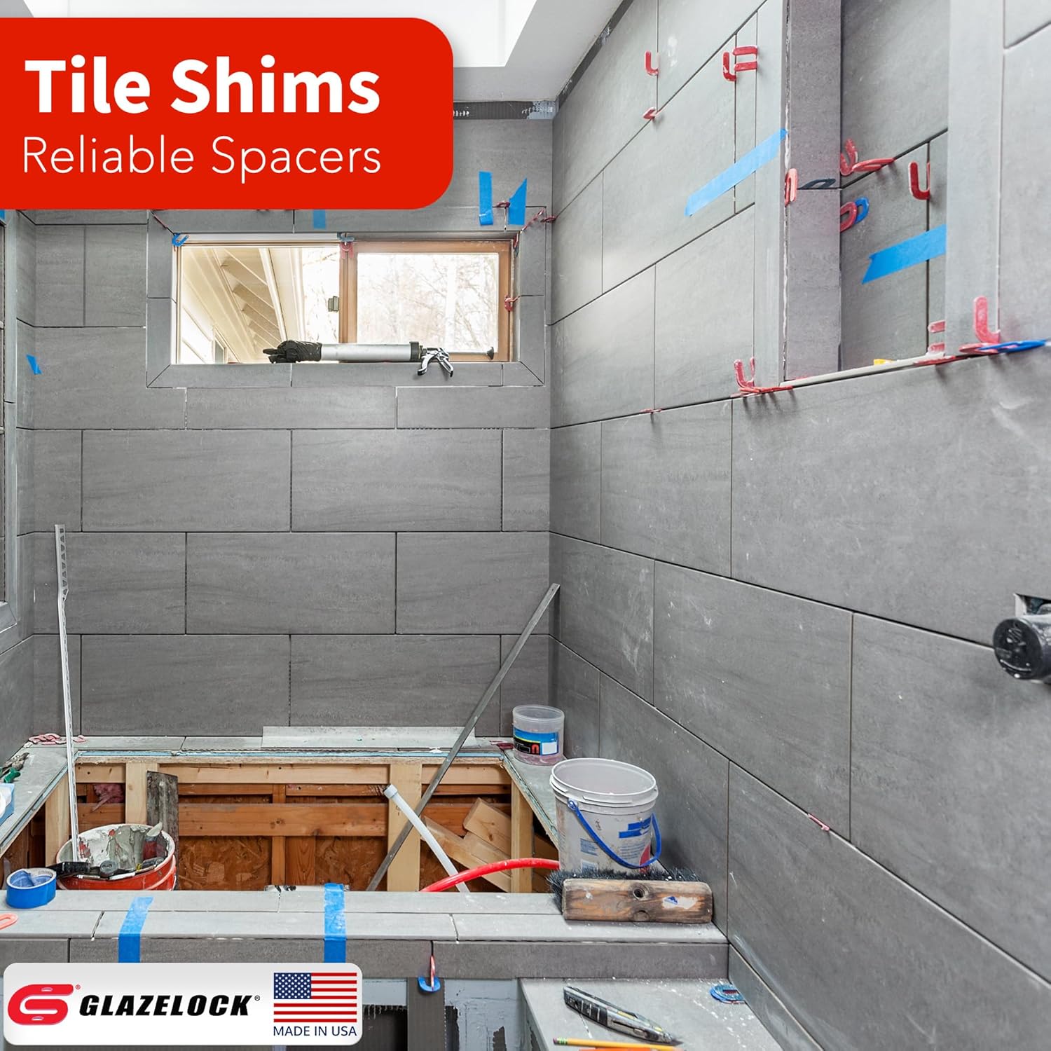 Plastic Horseshoe Shims for Leveling Multipack (400-Piece 1/4, 1/8, 1/16, 1/32-inch) U Shape Tile Shims Spacers to Level Windows, Floors, Toilets, Doors – Indoor Outdoor Use - Made in USA