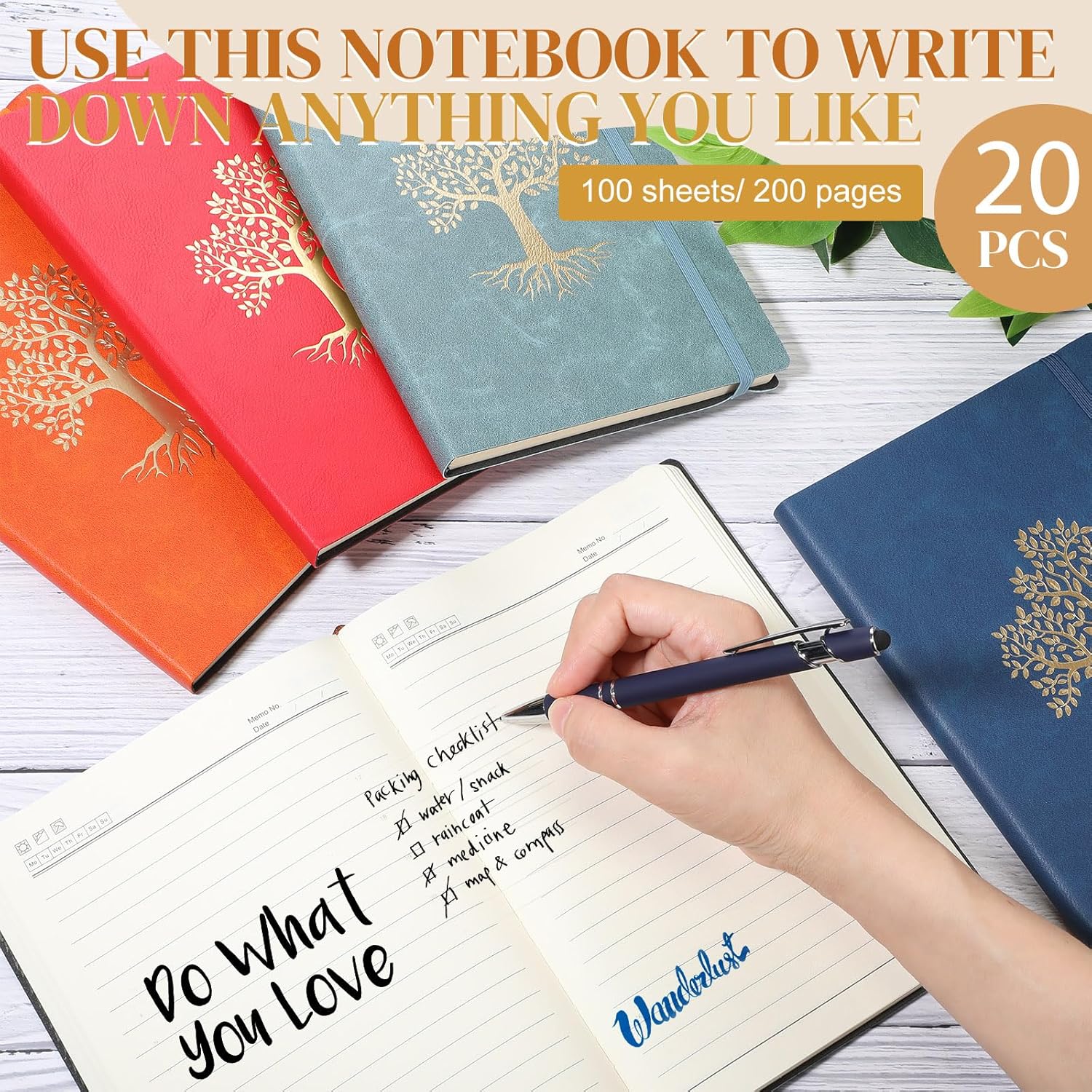 Dispowreath 20 Pack Lined Journal Notebook A5 Leather Hardcover Journals for Writing 200 Pages 10 Colors Notepad for Travel Work School Office Business Note Taking Diary 5.7" x 8.3" (Classic Color)