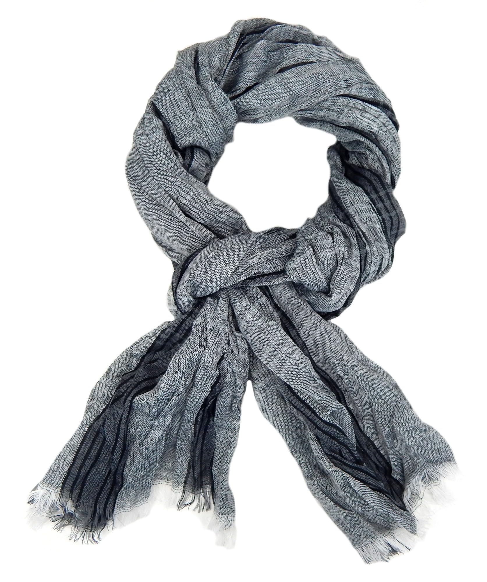 Ella Jonte Men's Gray Lightweight Scarf Grey Black Or Blue Viscose Scarf For One Size