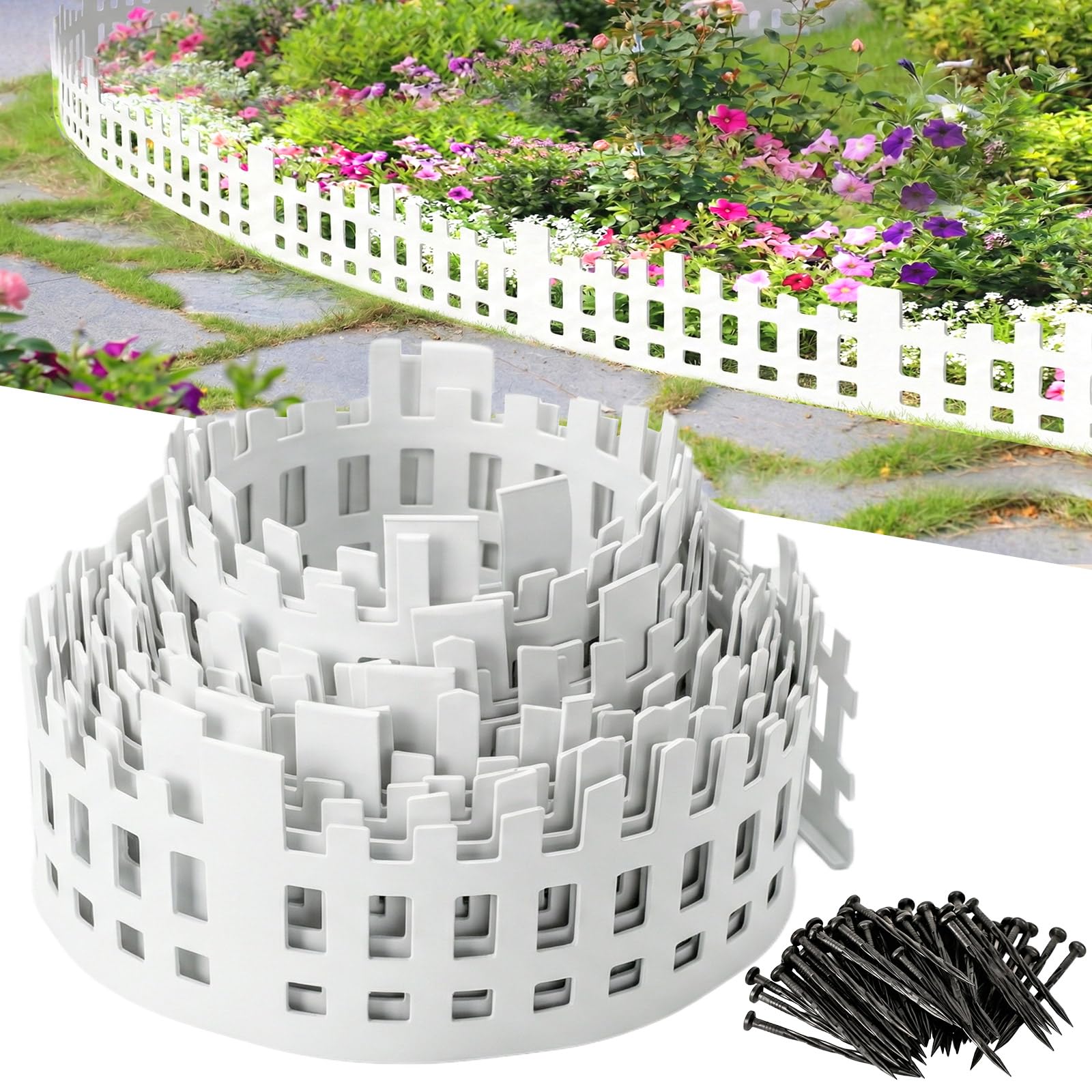 FunFanso Landscape Edging Border Kit White