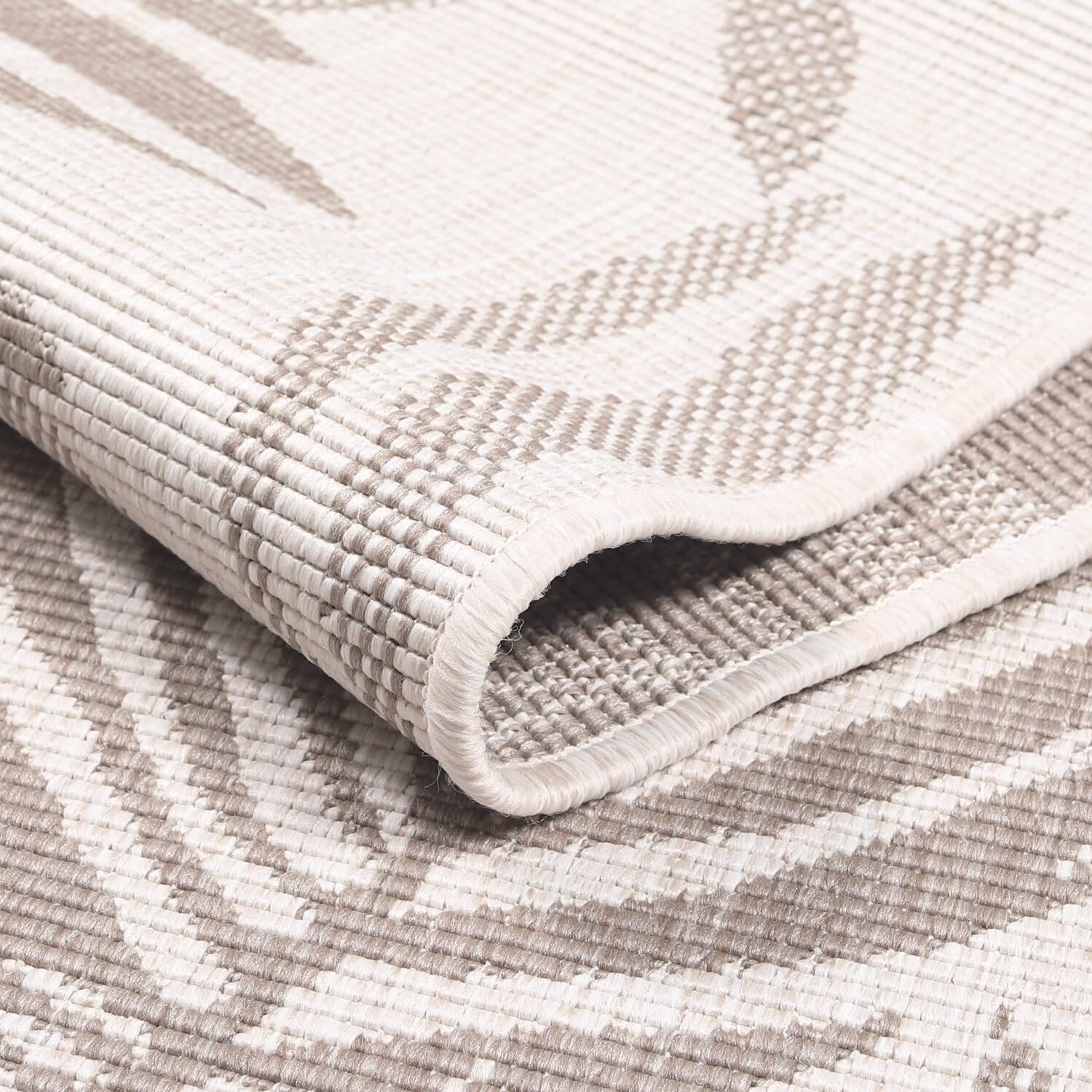 carpet city Dywan do wnętrz i na zewnątrz, beżowy, kremowy – dywan dwustronny – 160 cm okrągły – kwiatowy wzór – odporny na warunki atmosferyczne na balkon, taras – nowoczesny dywan do wnętrz do
