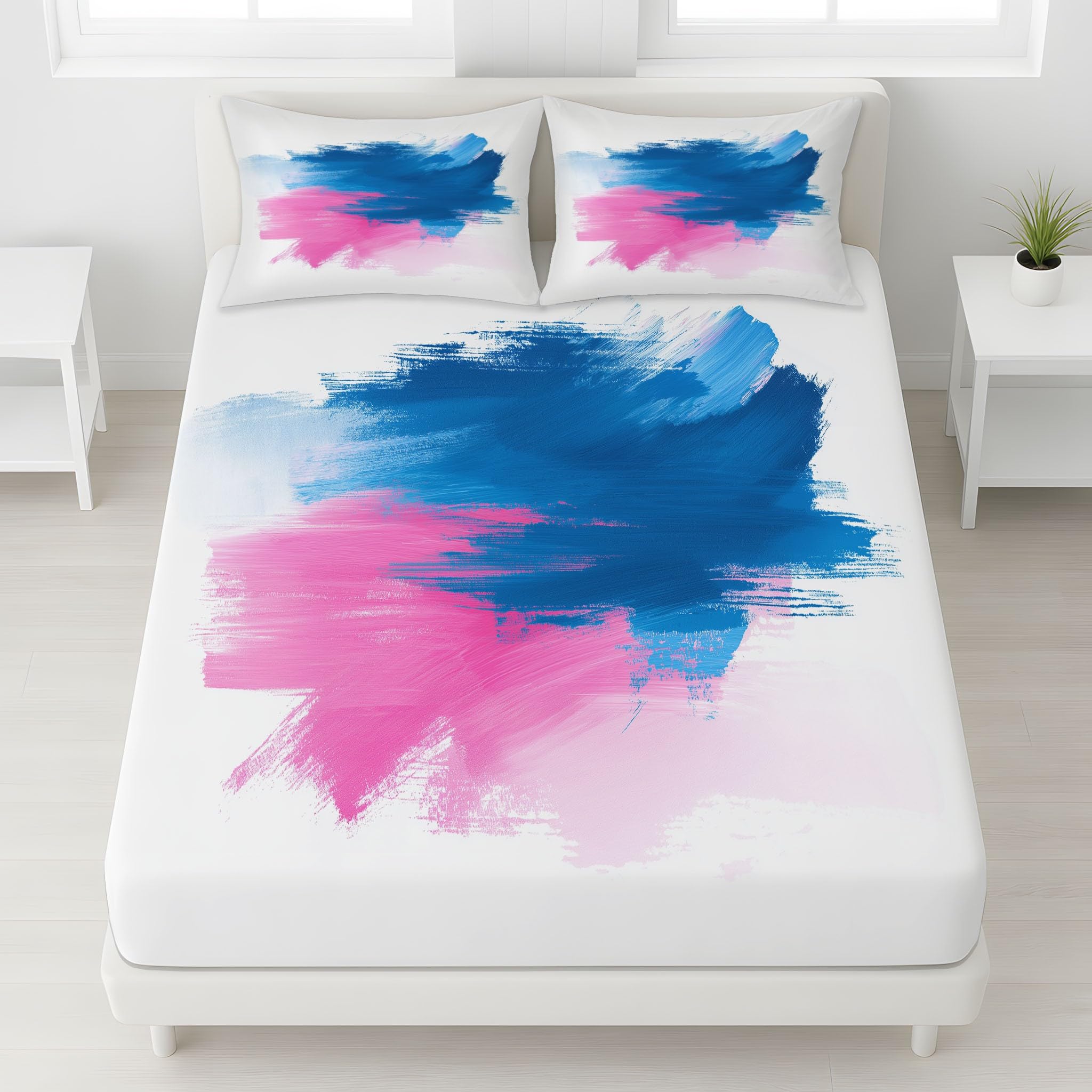 Weiß Boxspring Spannbettlaken Ölfarben Graffiti Linien Psychedelisch Weich Spannbetttuch Surreal Spannbettlaken Kräftig Abstrakt Atmungsaktive Komfort 180 x 200 x 30 für Junge Erwachsene
