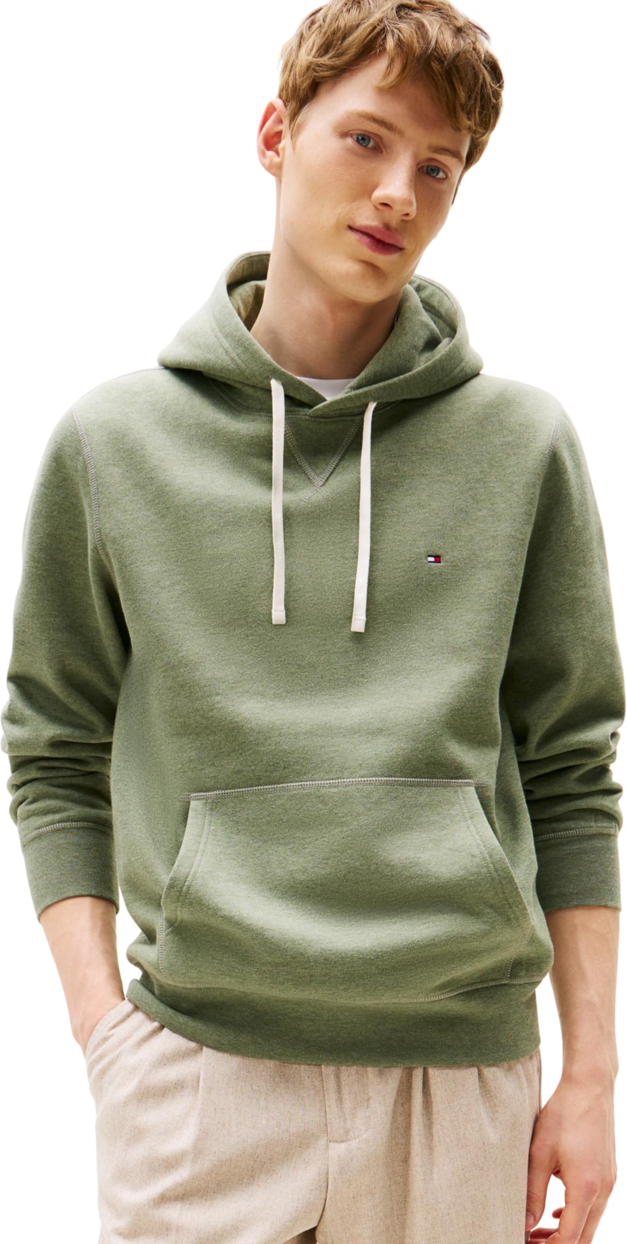 Tommy Hilfiger Herren Hoodie Seasonal Fleece mit Bauchtasche, Grün (Battle Green Heather), XXL