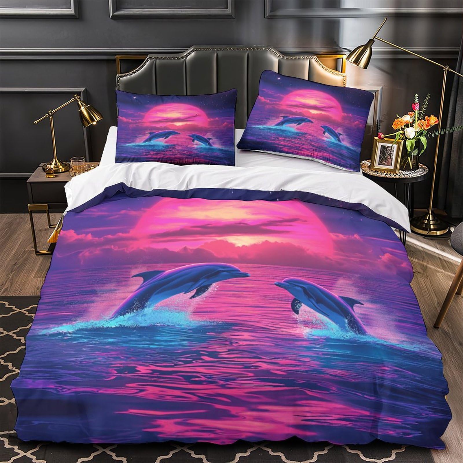 Housse de couette dauphin 3D en microfibre premium ultra douce 200x200