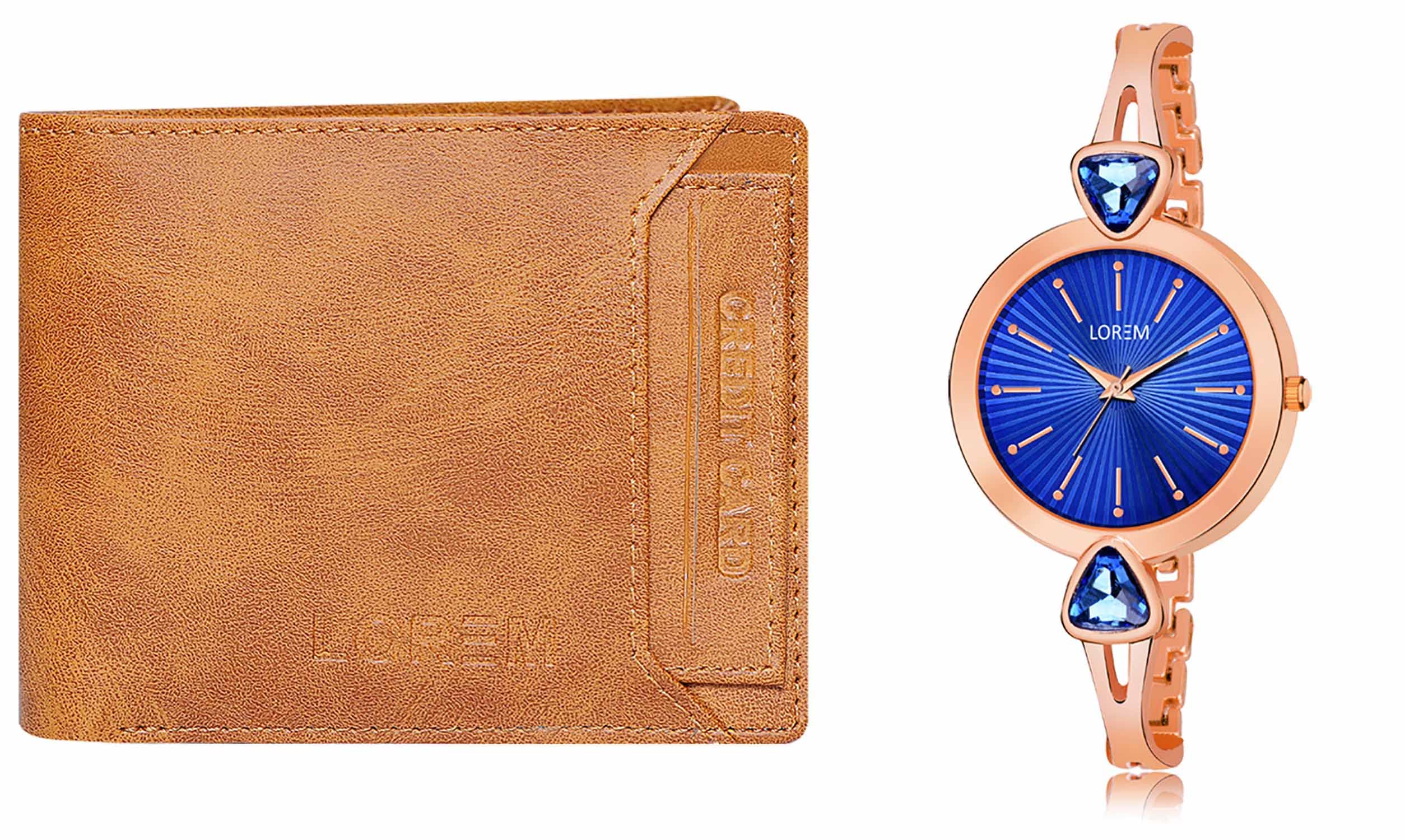 LOREM Orange Color Faux Leather Wallet & Blue Analog Watch Combo for Men & Women | WL06-LR276 (B09VBHHJWD) Amazon Price History, Amazon Price Tracker