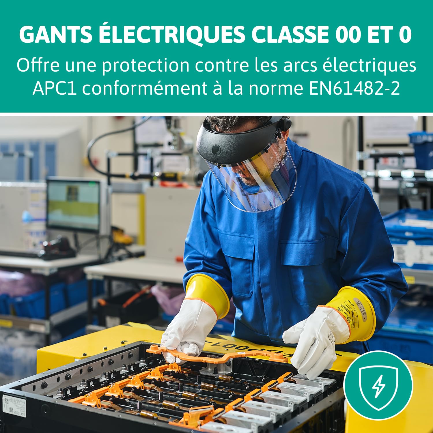 Ansell ActivArmr E013B Gants Electricien, Protection Électrique Classe 00 (Tension 500V), Gants Isolants en Latex de Caoutchouc Naturel, EPI pour Professionels, Noir, Taille M (1 Paire)
