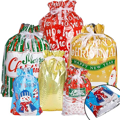 foil drawstring gift bolsas
