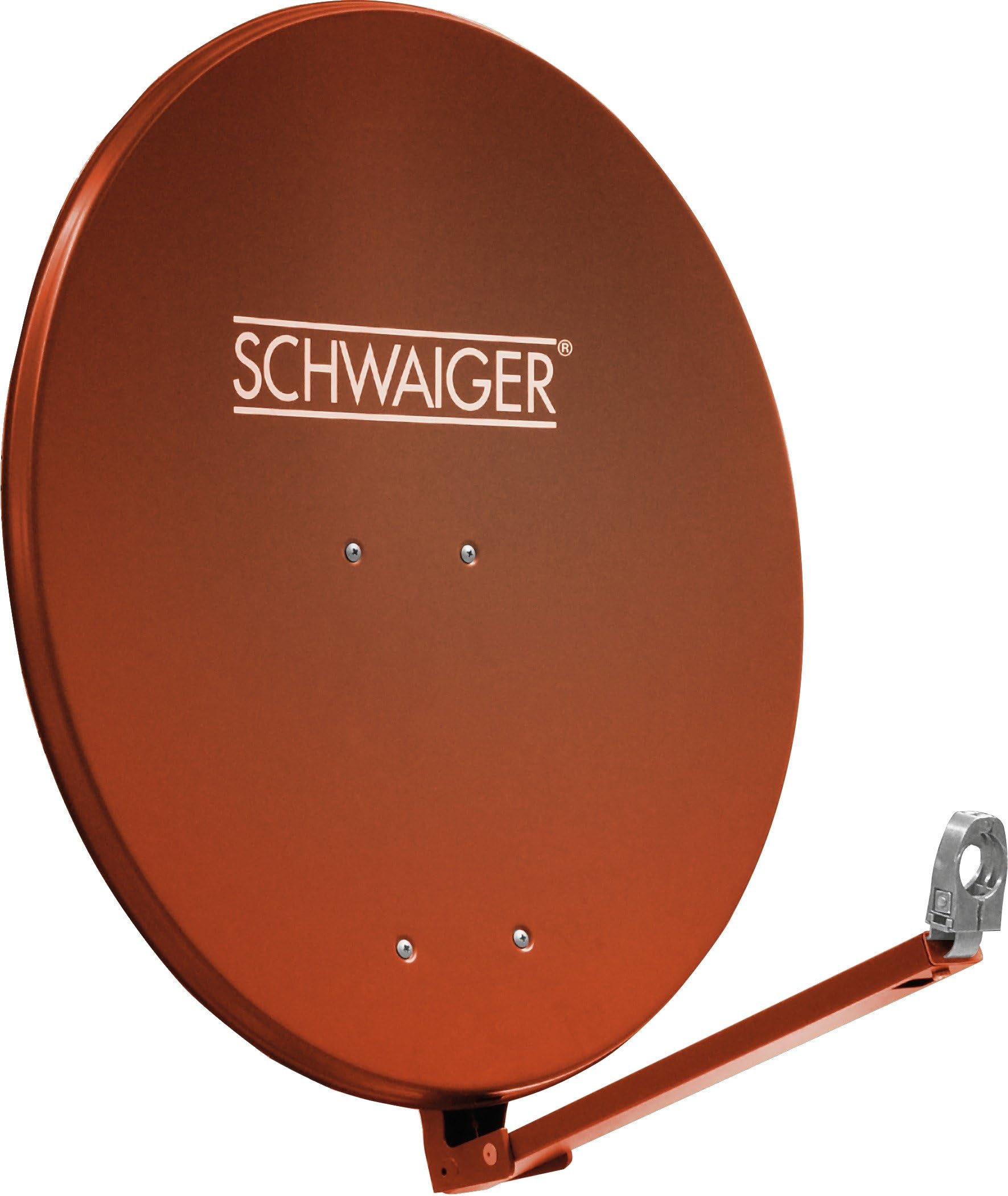 SCHWAIGER -265- Satellite dish, satellite antenna with LNB support arm and mast mount, satellite dish made of aluminium, brick red