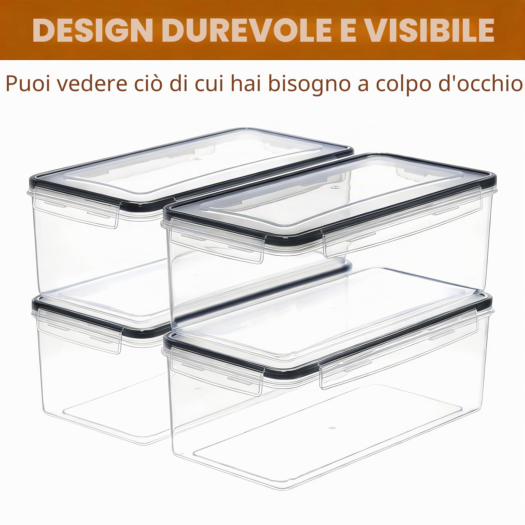 4PCS 3.2L/108 OZ Contenitore ermetico per alimenti con coperchio, barattolo in plastica per la conservazione della pasta, organizzatore ermetico per la cucina senza BPA