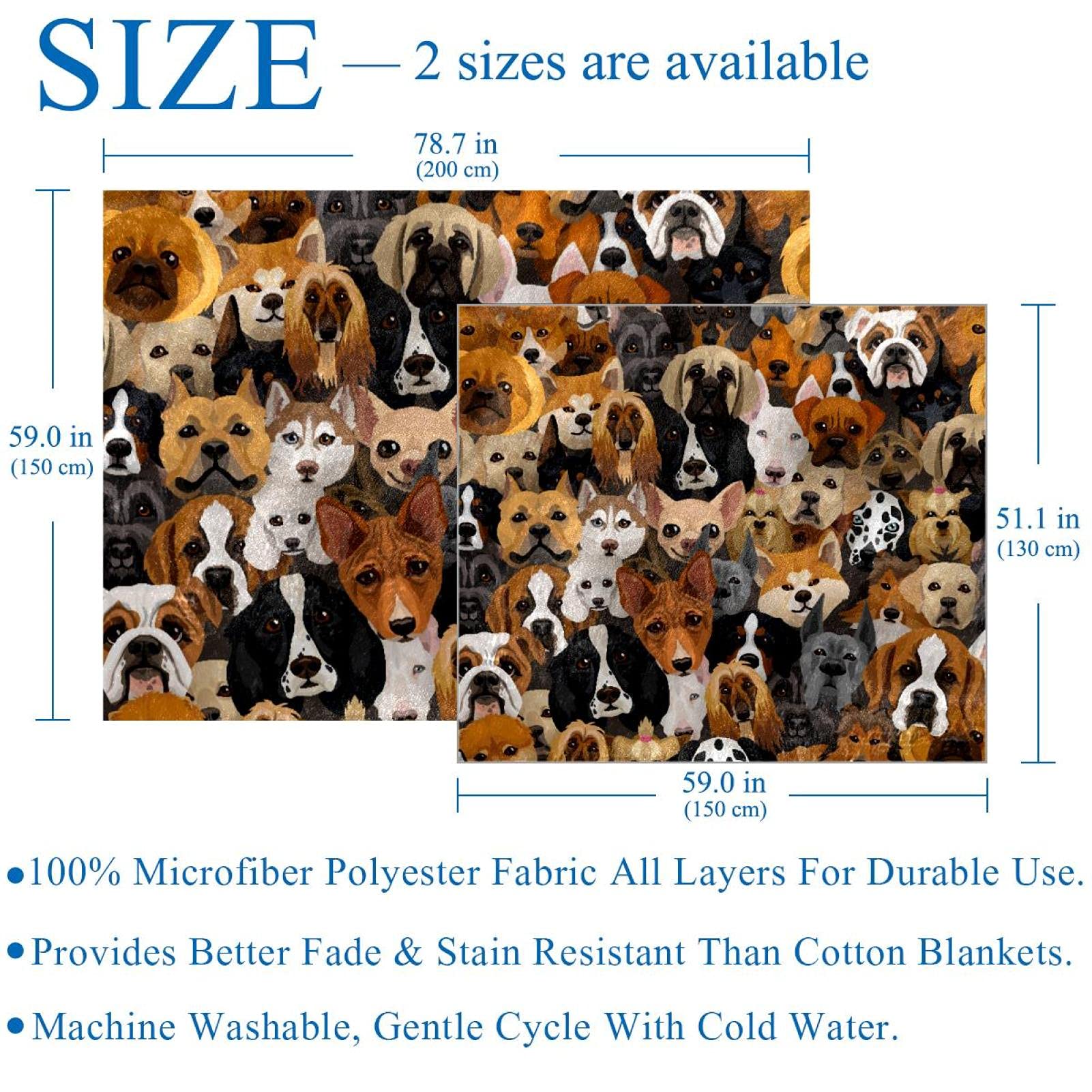 Manta de forro polar, súper suave y lujosa, colección de perros, multicolor