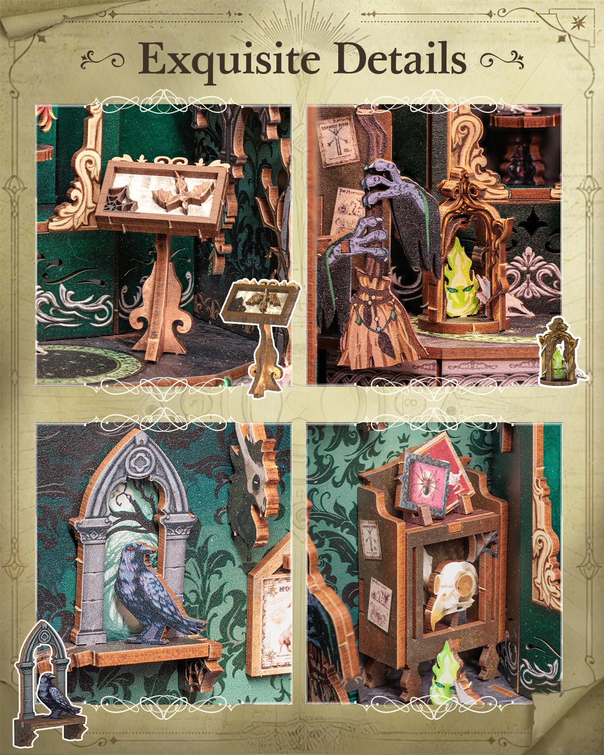 CUTEBEE Book Nook Kit - DIY Miniature House Magic Dollhouse Kit for Adults, Booknook Tiny House Bookshelf Decor 3D Wooden Puzzle, Gifts for Family, Friends (The Darkness Herbarium) 3