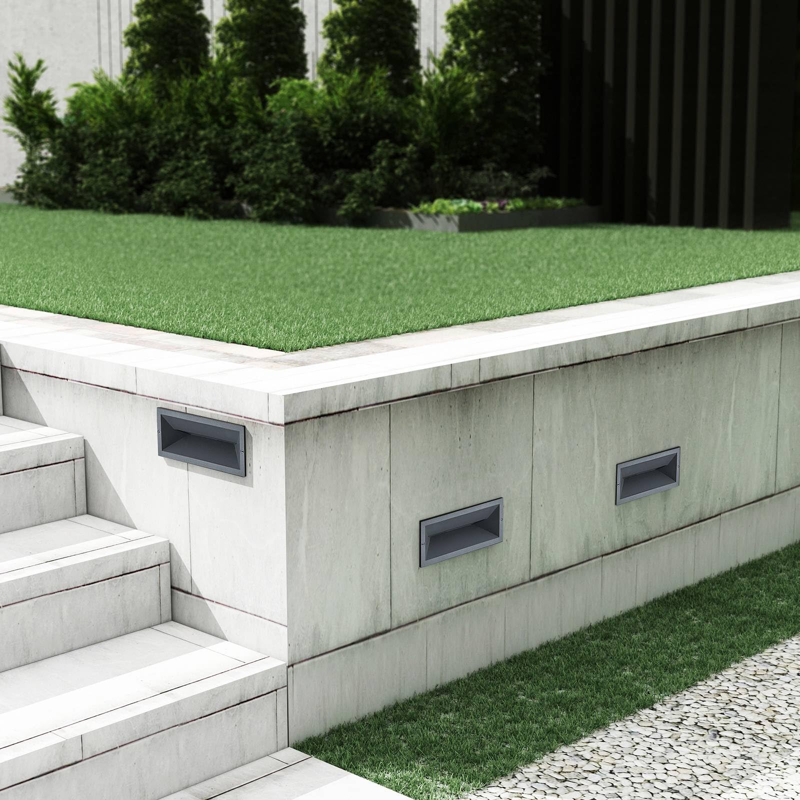 Lucande Bombillas LED iluminación de escaleras exterior en antracita, luz | foco empotrable de pared ip65 estanco al polvo y a chorros de agua, moderno, 2700 k blanco cálido para balcón, terraza