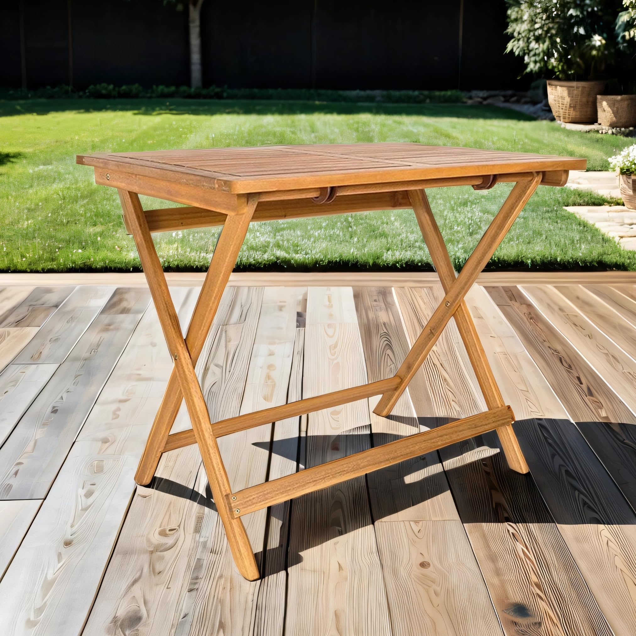 SAM Gartentisch Blossom, Akazienholz massiv & geölt, Klapptisch 80x60 cm, Holztisch für Balkon, Terrasse, Wintergarten oder Garten, pflegeleichtes Unikat