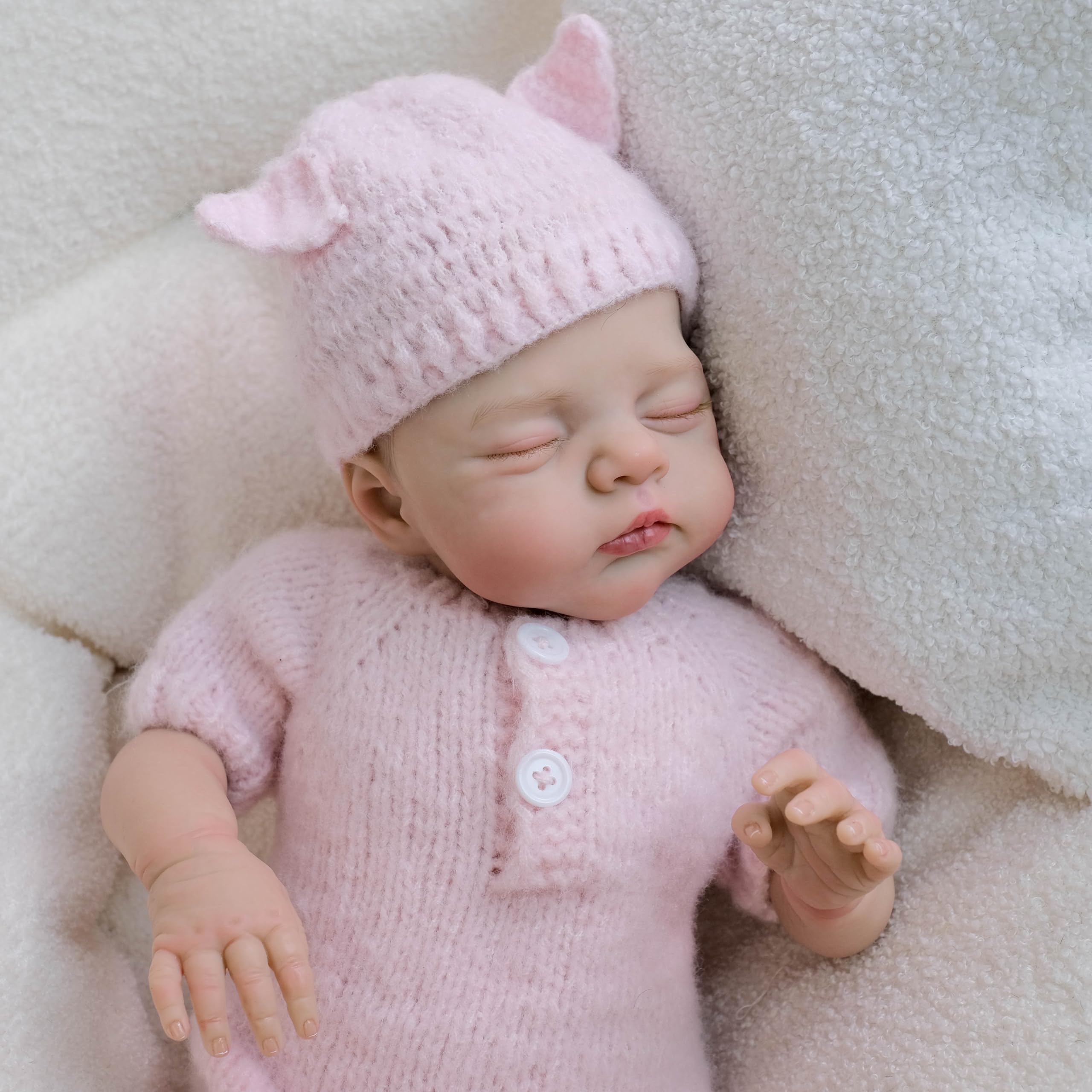 Realistyczne lalki Reborn Baby Dolls miękkie winylowe realistyczne lalki noworodka, tkanina, ciało, różowy kombinezon, który wygląda jak śpiące dziecko, ważona lalka Reborn, zabawka, prezent