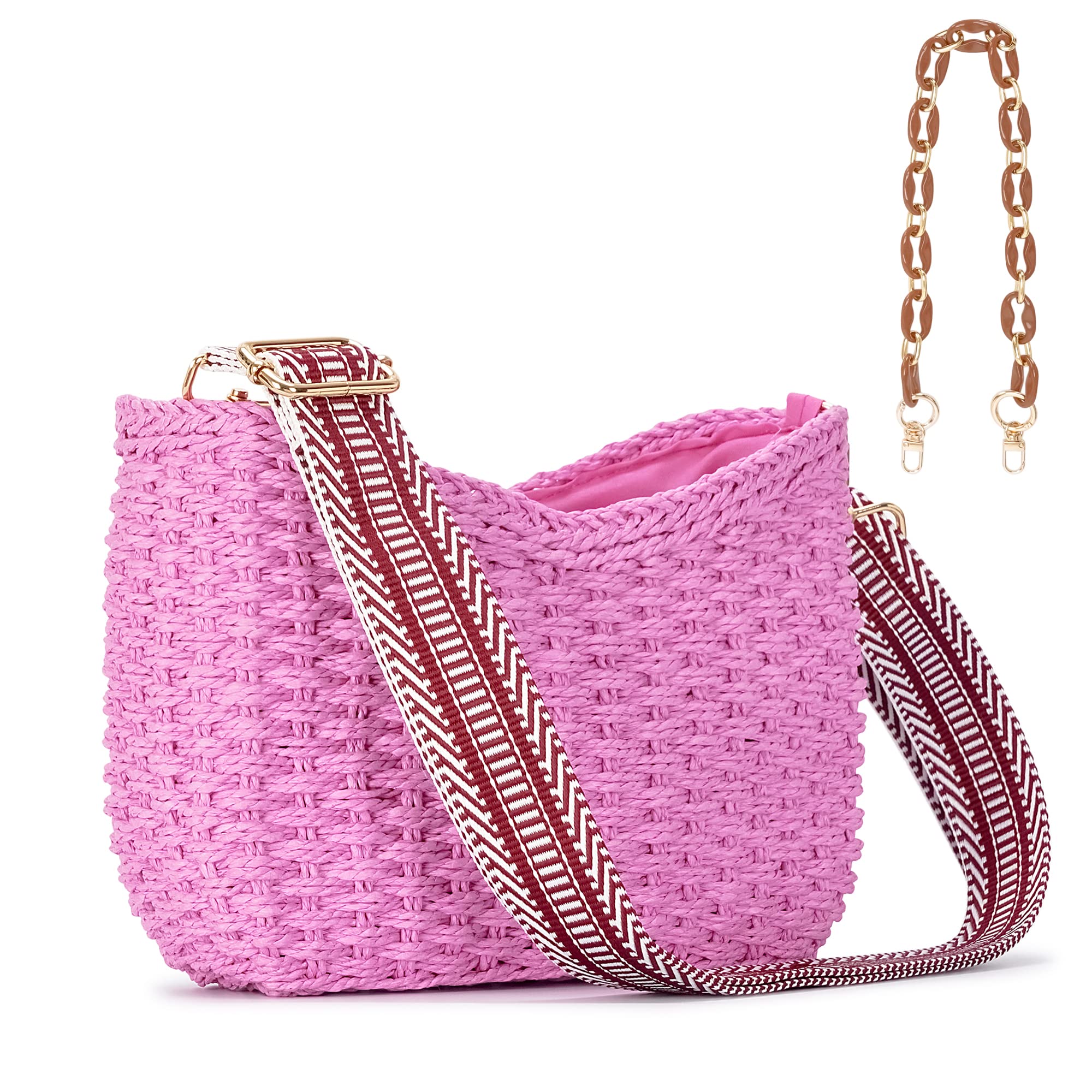 Herald Small Summer Crossbody Bags for Women, Beach Handmade Straw Woven Pocketbooks Handbag Shoulder Purse