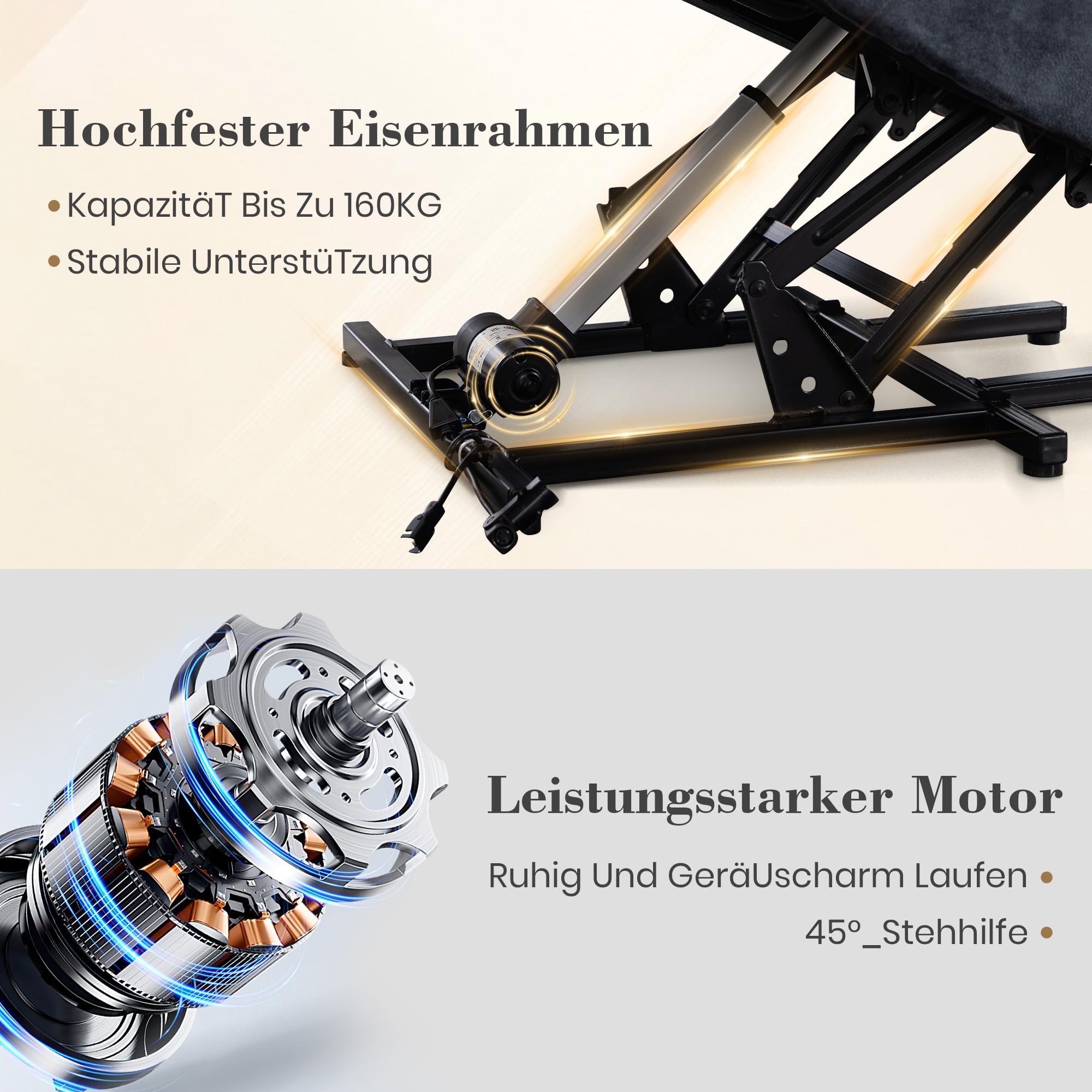 Fernsehsessel mit Aufstehhilfe Elektrisch, Relaxsessel mit Liegefunktion, Massagesessel mit Wärmefunktion, Liegefunktion, 4 Seitentaschen, TYP C & USB-Anschlüsse TV Sessel Wohnzimmer (Grau)