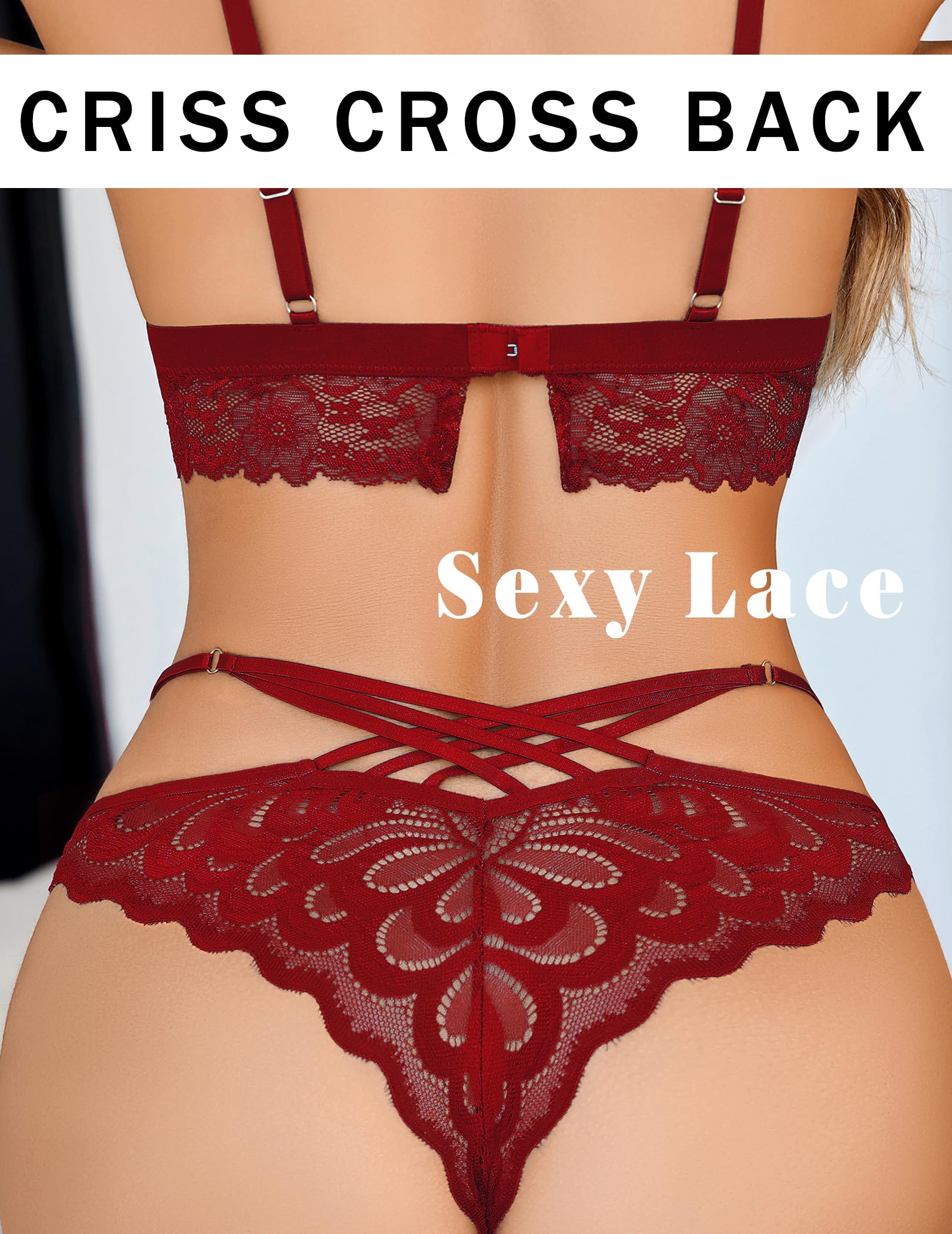 Avidlove Sexy Underwear for Women Lace Bikini Panties Criss Cross Back Underpants