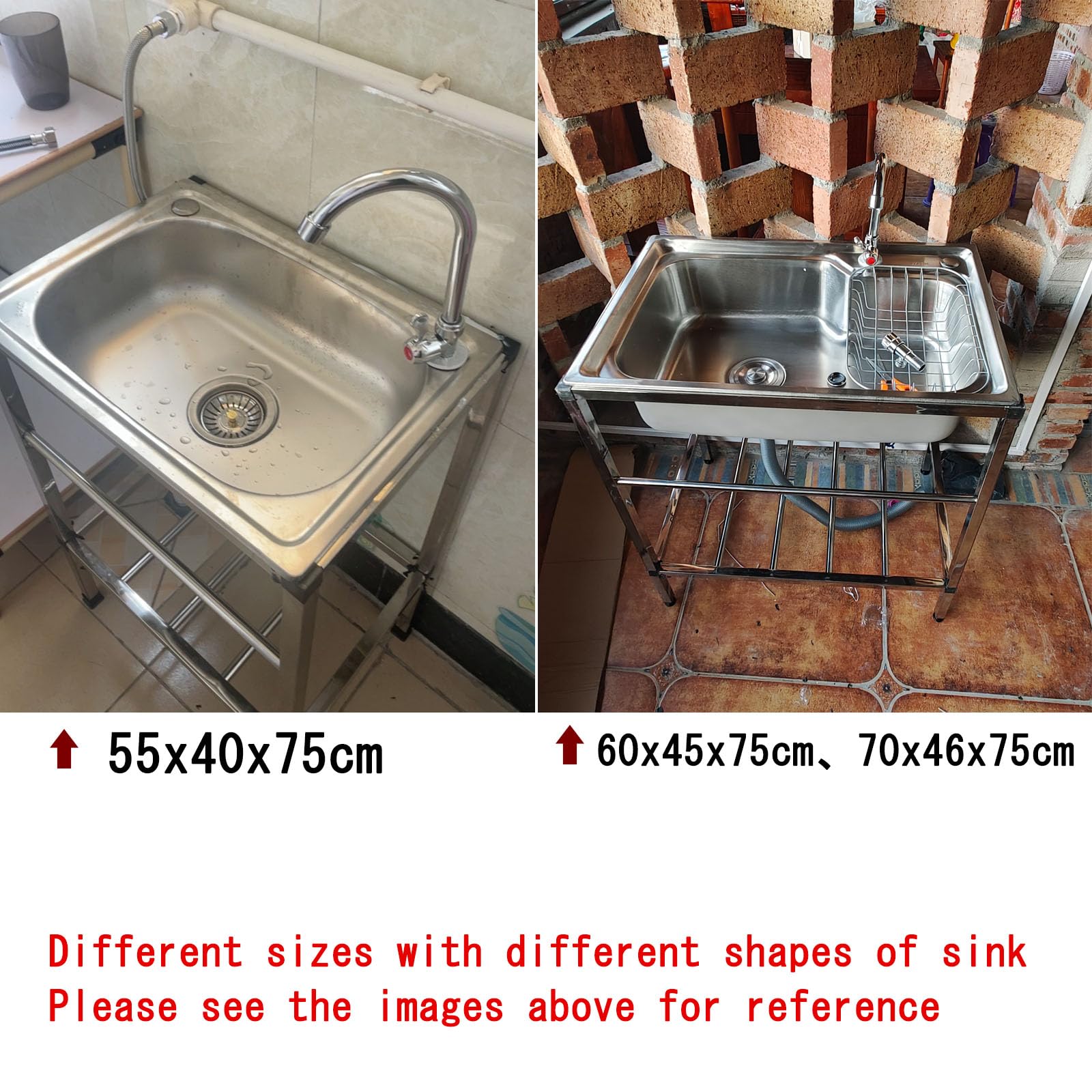 Edelstahlspüle Spülbecken, Edelstahl Küchenspüle, Gewerbe-spülbecken, Mobiles Waschschale Waschplatz Kitchen Sink For Waschküche, Garten Waschtisch Außenbereich Einzelsteckplatz Mit Armatur