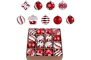 Valery Madelyn: 16-Piece Candy Cane Red and White Christmas Tree Ornaments