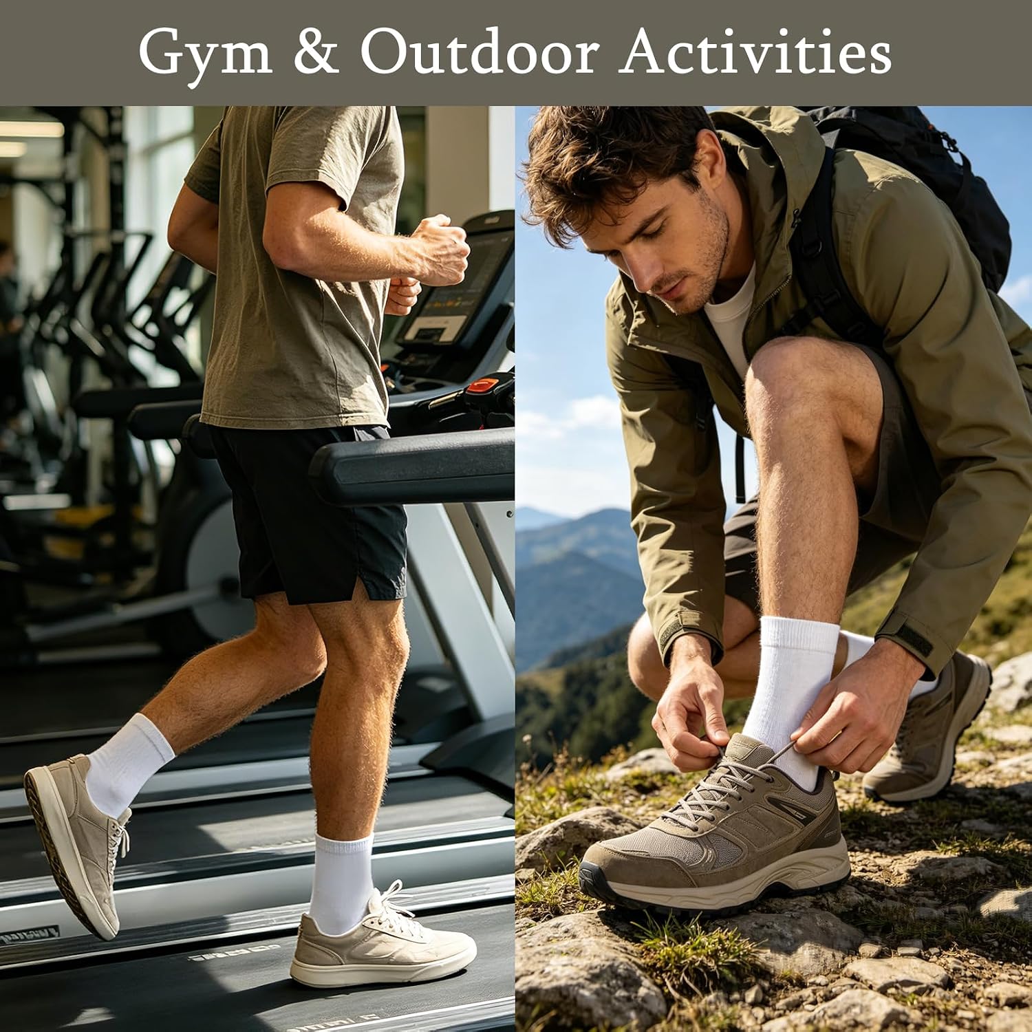 Andiker 3 Pairs Crew Socks for Men, Soft Breathable Cotton Socks, Seamless and Moisture Wicking Socks