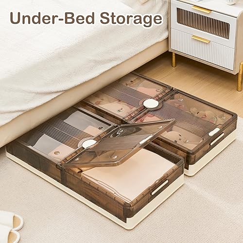 Miniatura 2 de Paquete de 2 contenedores apilables de plástico debajo de la cama con ruedas, contenedores de ropa debajo de la cama de 13.5 galones con tapas, caja