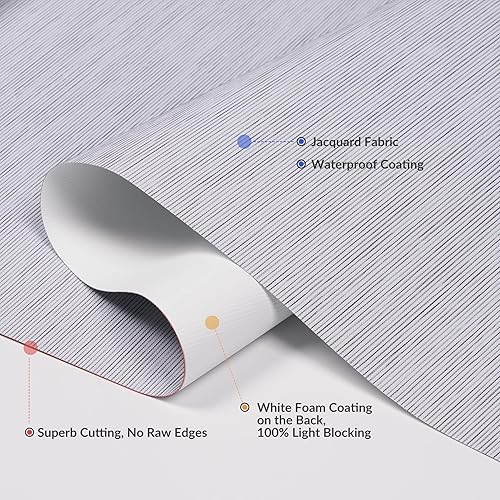 Miniatura 3 de Sulugood Persianas enrollables opacas sin cordones de jacquard a rayas con cenefa de cassette, aislamiento térmico, protección UV, persianas de