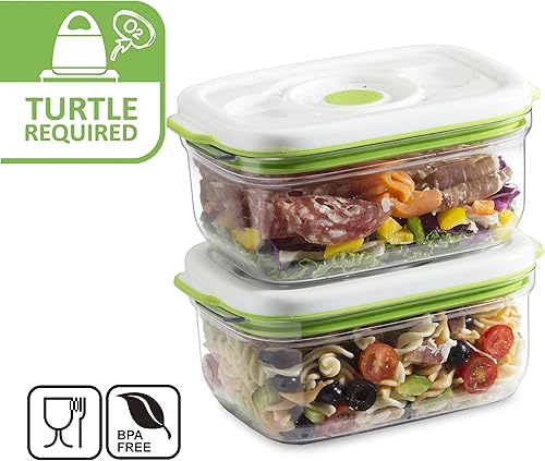 Miniatura 5 de FOSA Sistema de almacenamiento de alimentos con sellado al vacío, recipientes medianos reutilizables, paquete de 2, tamaño de 49 onzas (bomba de