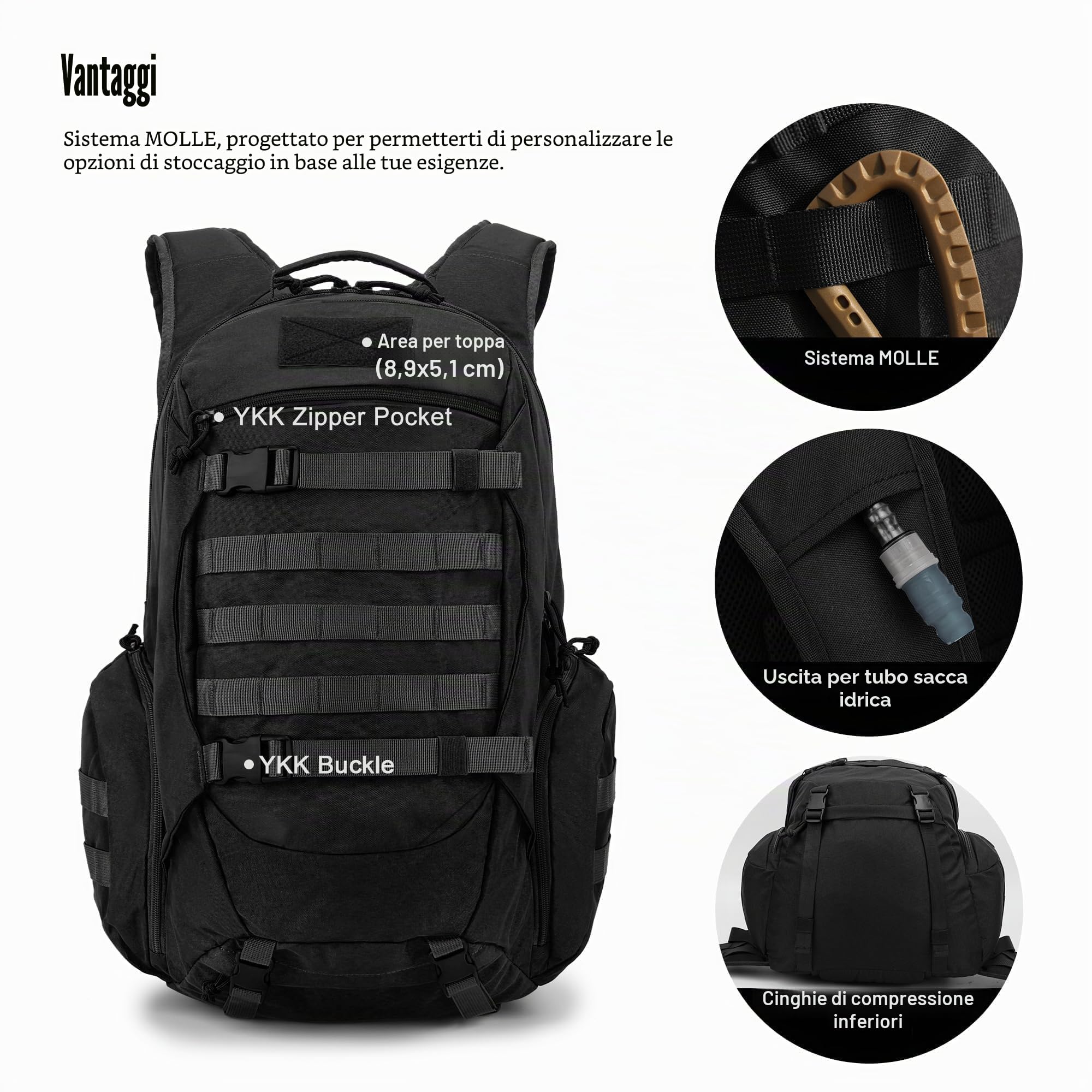 Mardingtop 28L/35L Tattico Zaino Militare Zaino Molle Zaini da Assalto Zaino Unisex Adulto Zaino da Escursionismo Zaino da Viaggio per Campeggio all'aperto Sport Trekking Motociclismo