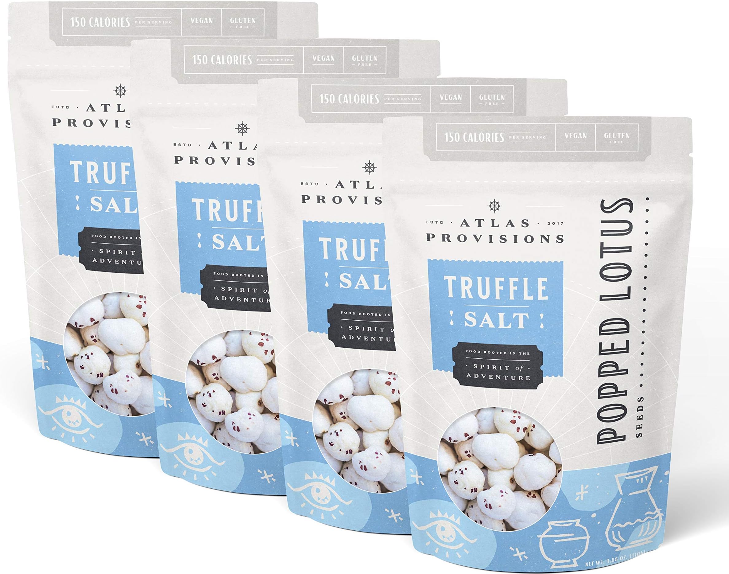 Atlas Provisions Truffle Salt Popped Lotus Seeds | Gluten-Free, Vegan | 3.88oz | Pack of 3