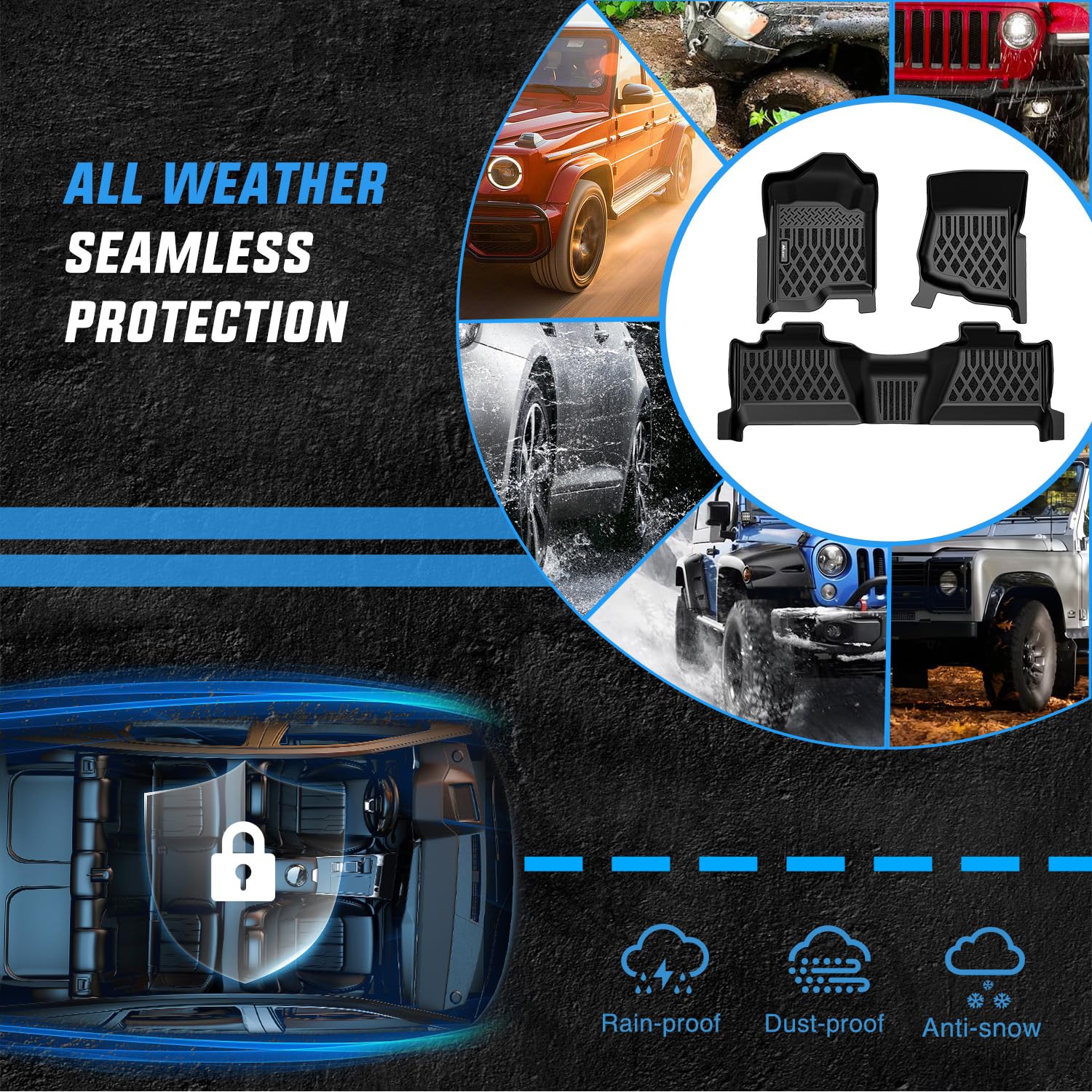 Nilight TPE Floor Mats for Chevy Silverado GMC Sierra 1500 Crew Cab 2007-2013 Silverado GMC Sierra 2500 3500 — view 6