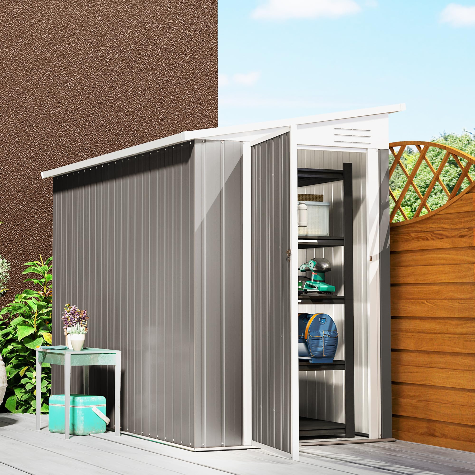 Amazon.com : Outsunny 4' x 7.7' Metal Outdoor Storage Shed