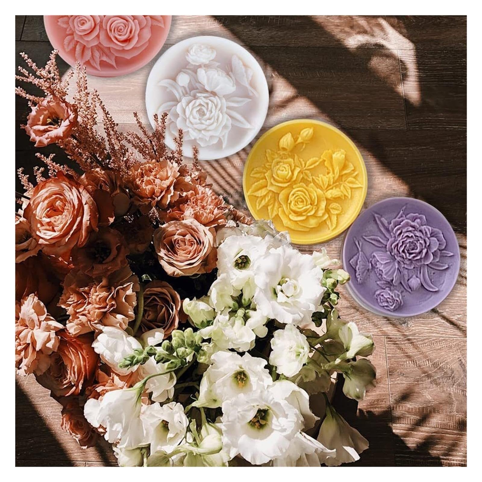 2 stampi per sapone in silicone a forma di fiore, a forma di angelo 3D