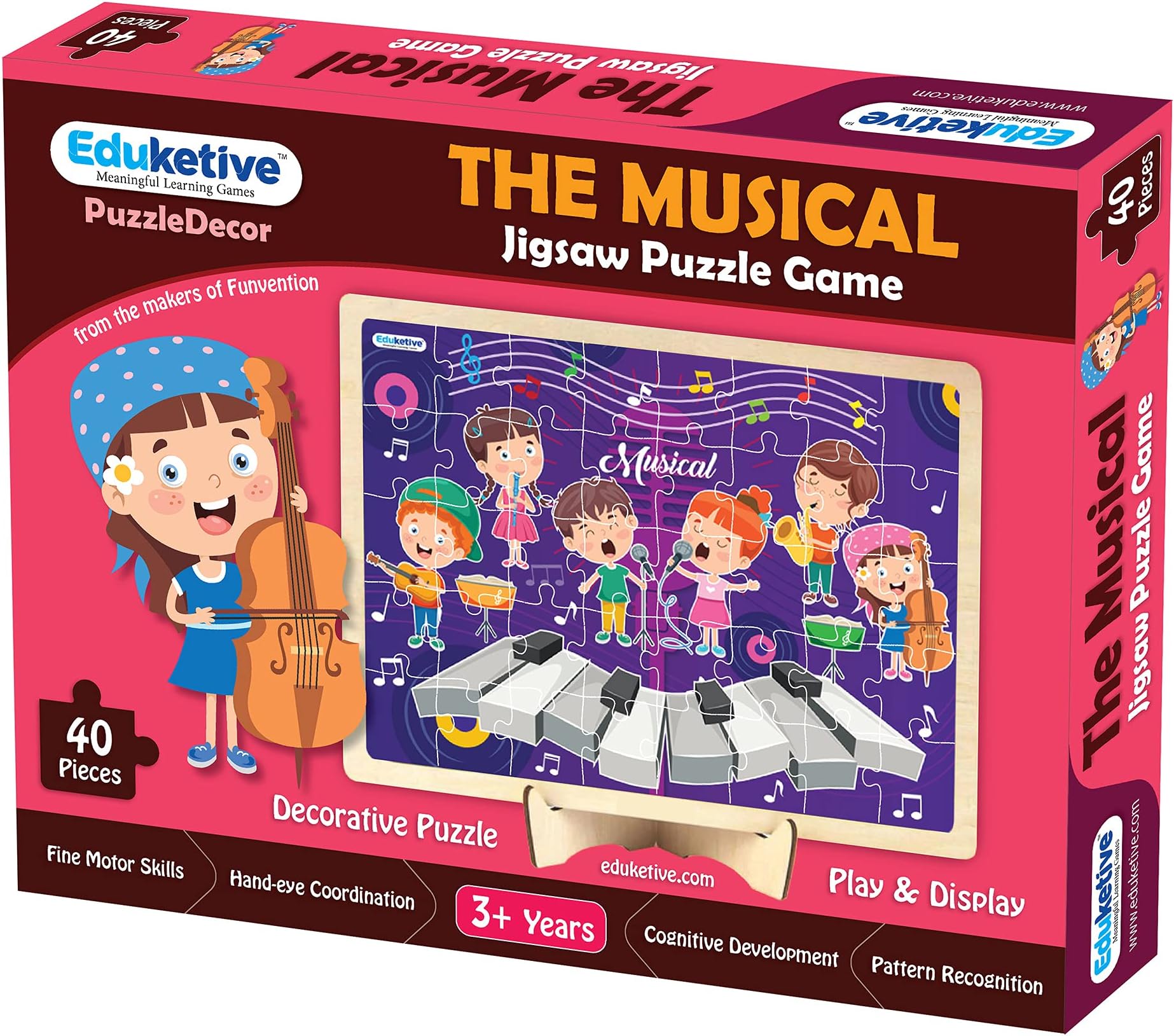 PuzzleDecor The Musical Decorative 40 Pieces Jigsaw Puzzle with Stand Kids Age 3-9 Years Preschool