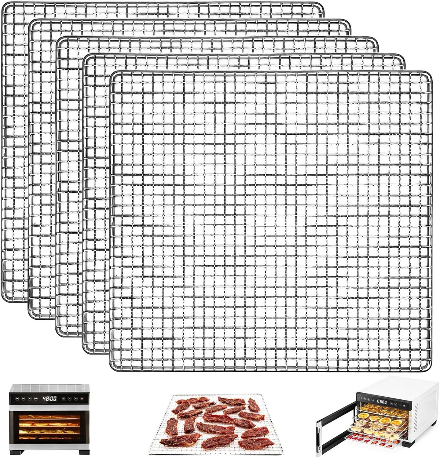 Dehydrator Mesh Trays for COSORI Food Dehydrator 5 Stainless Steel Trays Dryer Machine, 9.6''x9''x0.8'' INCH Food Dehydrator Accessories Dehydrator Rack Replacement Parts