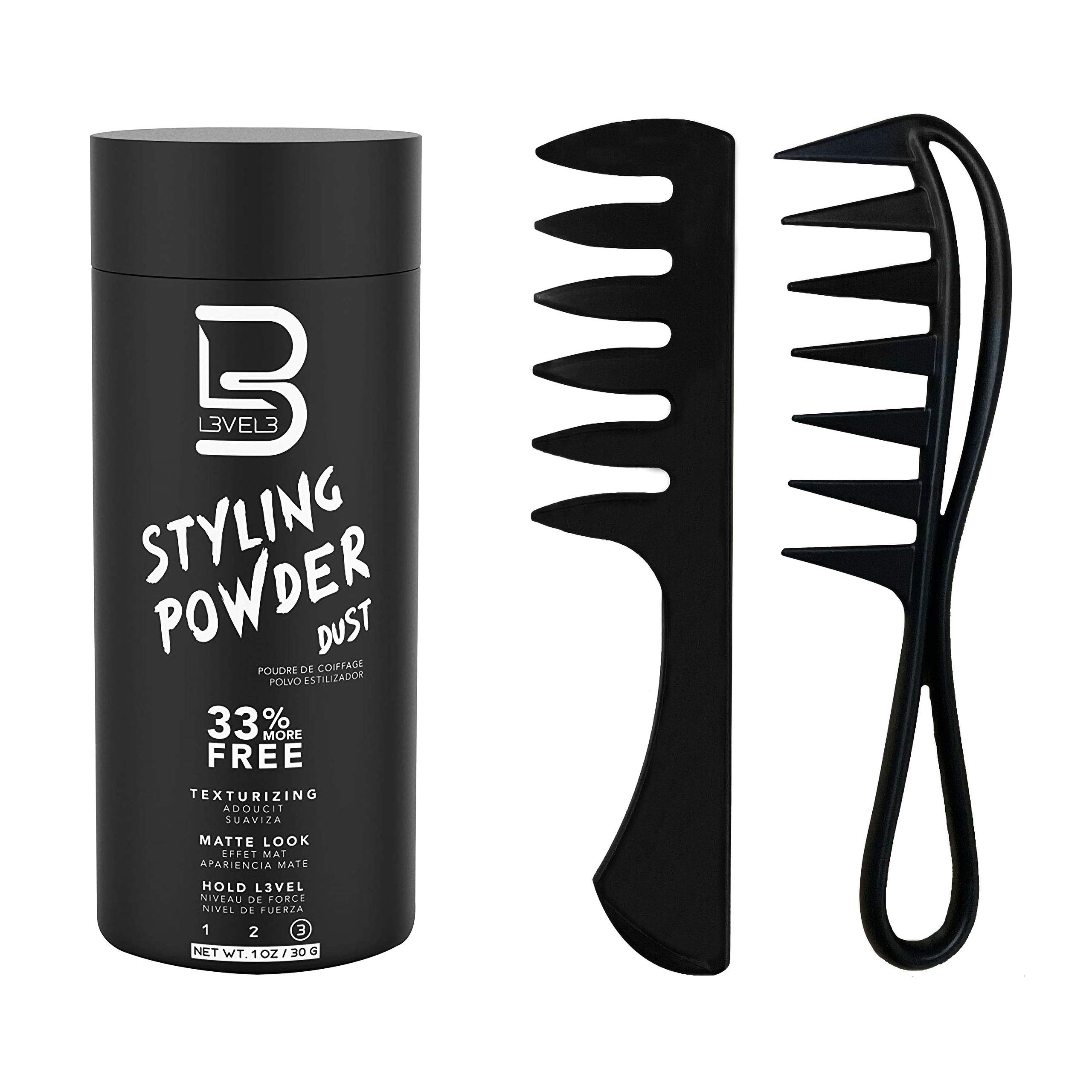 L3 Level 3 Styling Powder & Comb Set - Easy to Apply with No Oil or Greasy Residue - Professional Salon Look - Lightweight and Ergonomic - Delivers Matte Finish