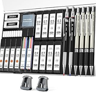 Four Candies 27PCS Art Mechanical Pencil Set with Case, 4PCS Metal Drawing Pencil 0.3,