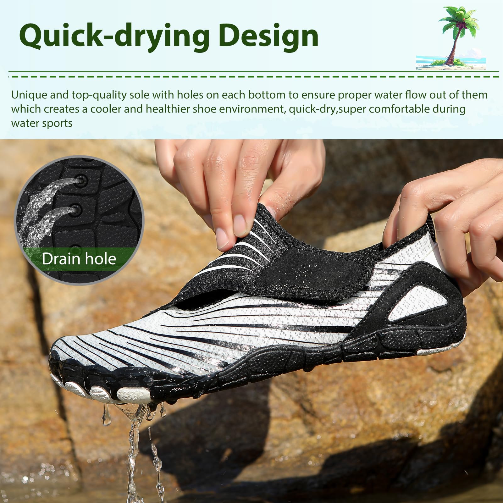 AONETIGER Unisex Barefoot Scarpe Donna Uomo Immersione Scoglio Surf Scarpe Traspiranti Spiaggia A Piedi Nudi Scarpe per Piscina Surf Diving Running Yoga Gr.36EU-47EU