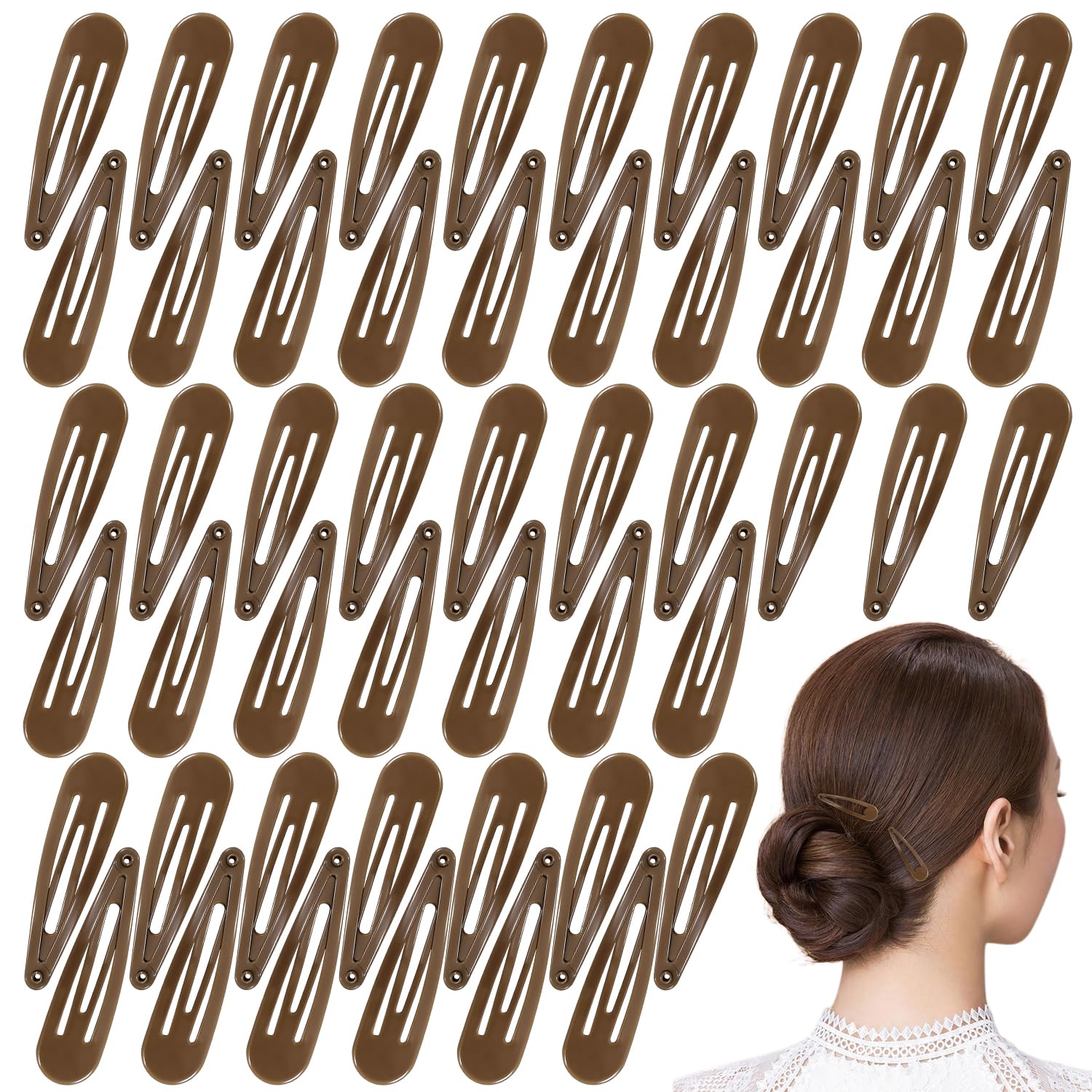 Horquillas de Pelo Metal 5 cm Pinzas para Niñas Mujeres Marrón Oscuro 50 Uds