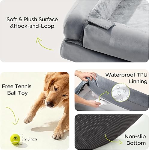 Miniatura 6 de Cama extragrande para perros, cama ortopédica XL lavable de espuma viscoelástica para perros grandes, sofá impermeable para mascotas con funda