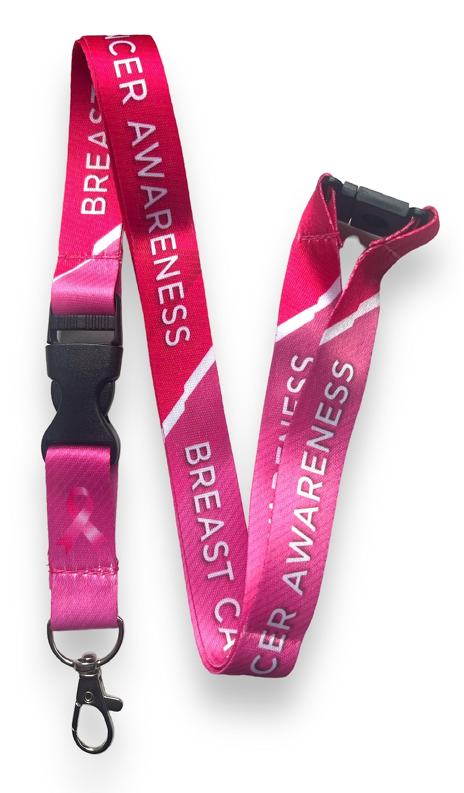 PAC Supplies Global Breast Cancer Awareness Lanyard With Safety Break & Detachable Clip (2)