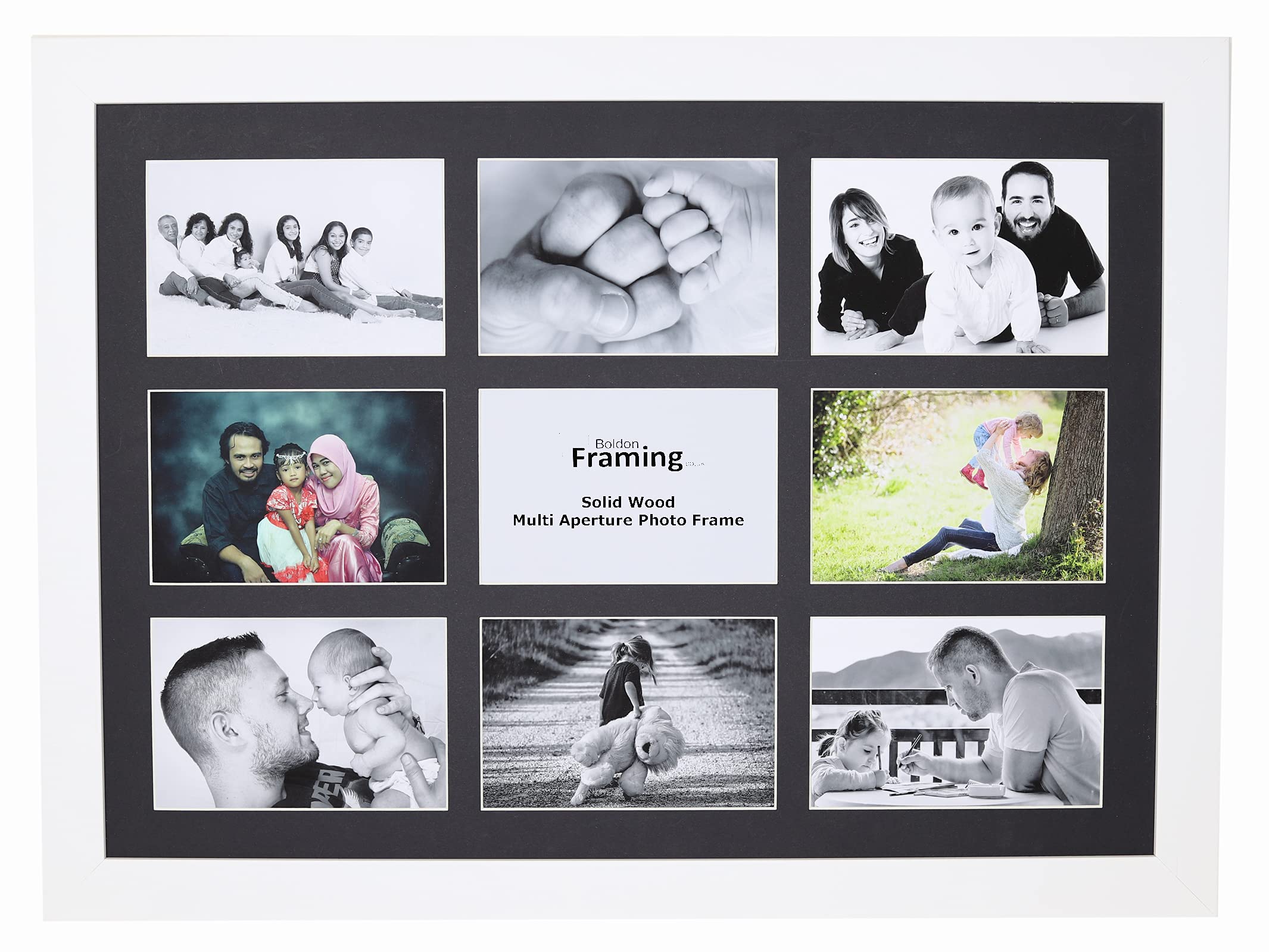 Boldon Framing REAL WOOD Square Multi Aperture Photo Picture Frame Instagram Wide Collage