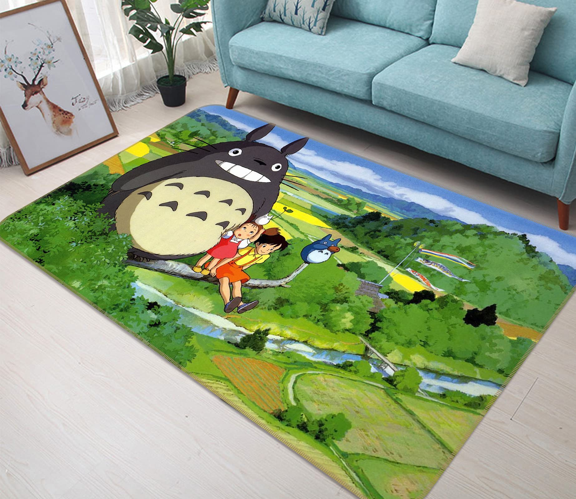 3D Rug Mat for My Neighbor Totoro 1605 Japan Anime Game Non Slip Rug Room Mat Round Quality Elegant Carpet US AJ CREATIVITY HOME Romy (H60cmxW90cm【23.6"x35.4"】)